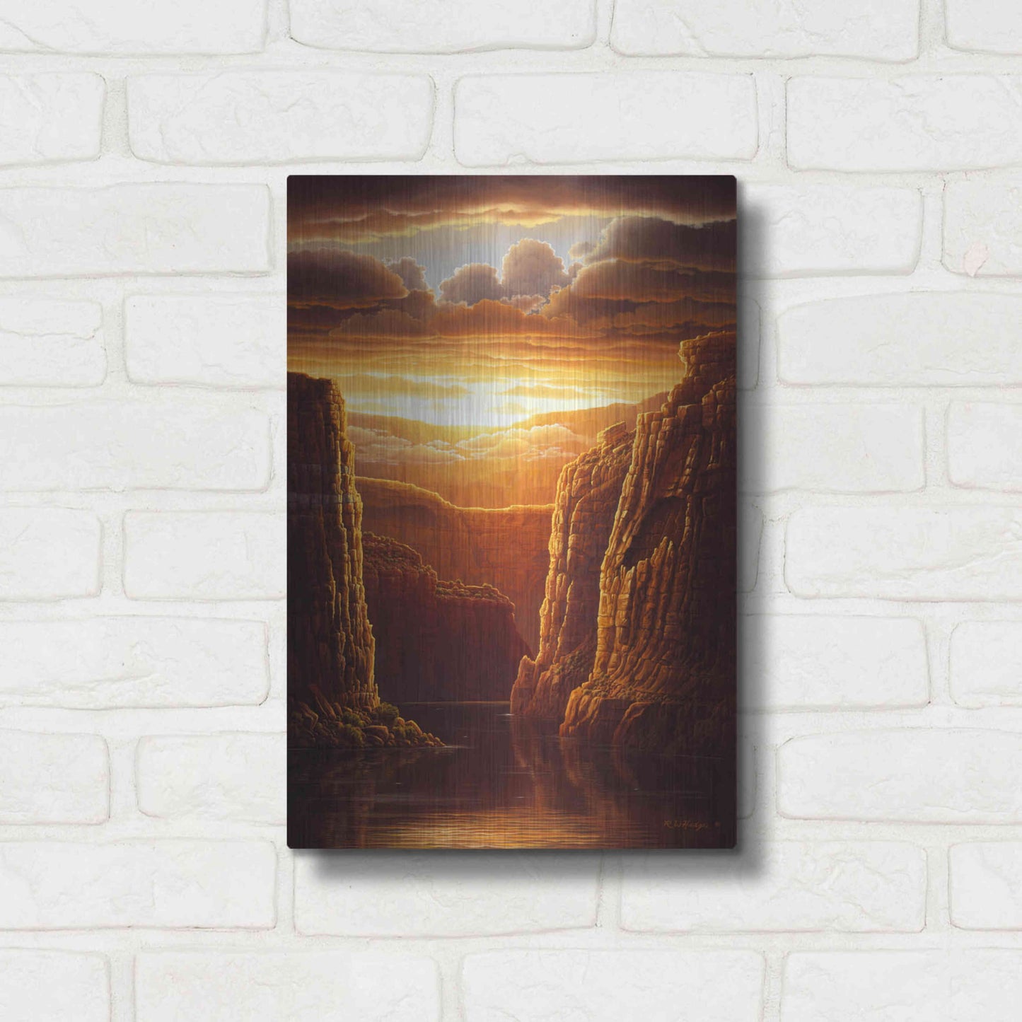 Luxe Metal Art 'Warm Reflections' by R. Hed, Metal Wall Art,12x16