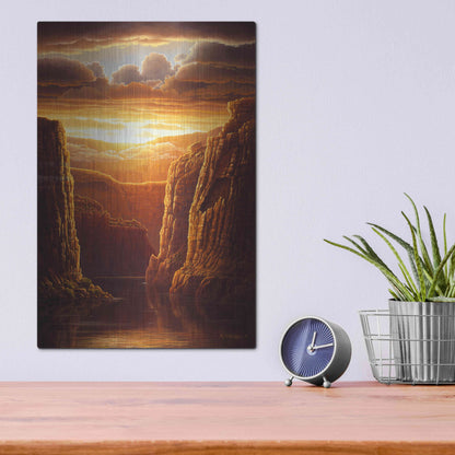 Luxe Metal Art 'Warm Reflections' by R. Hed, Metal Wall Art,12x16