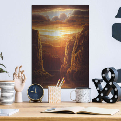 Luxe Metal Art 'Warm Reflections' by R. Hed, Metal Wall Art,12x16