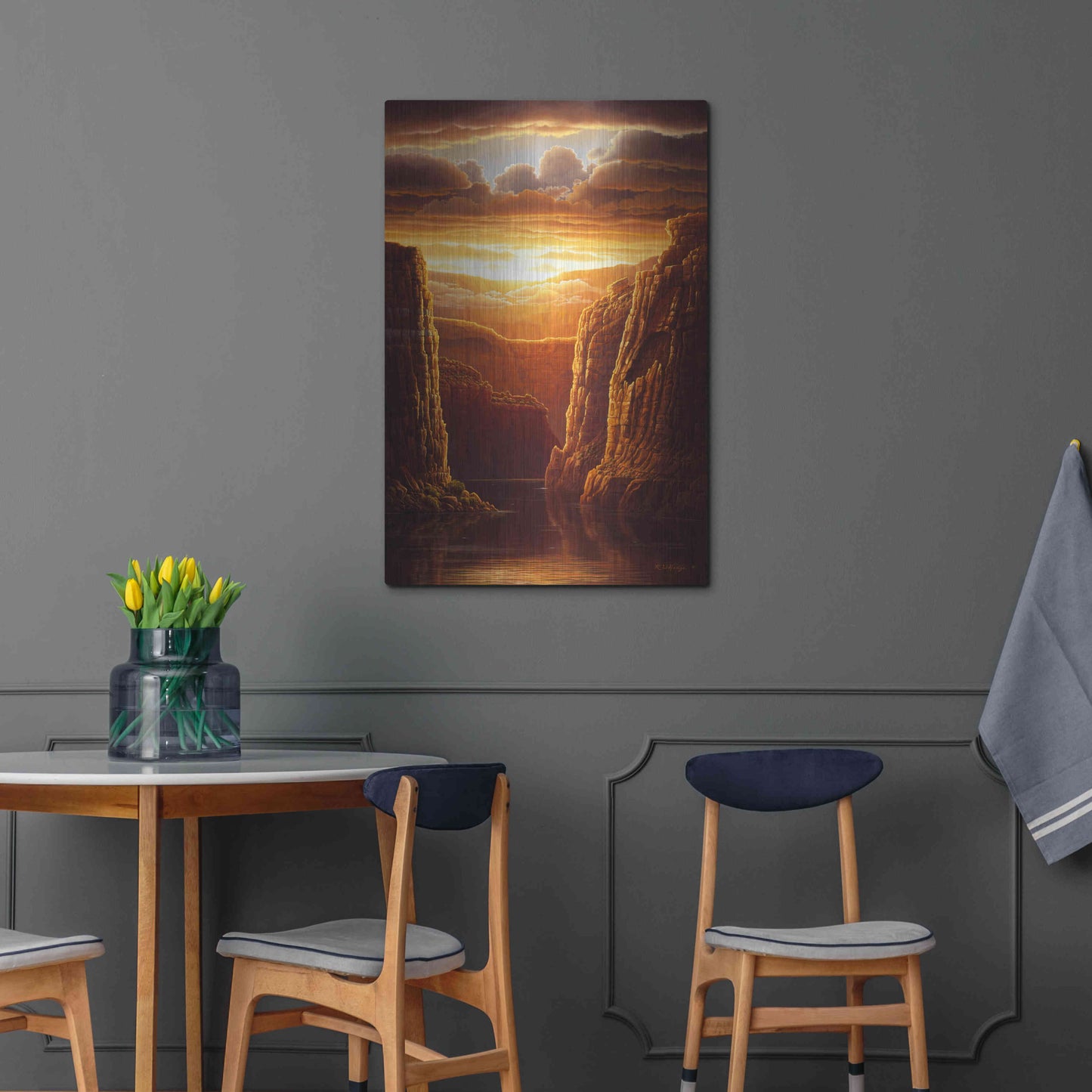 Luxe Metal Art 'Warm Reflections' by R. Hed, Metal Wall Art,24x36