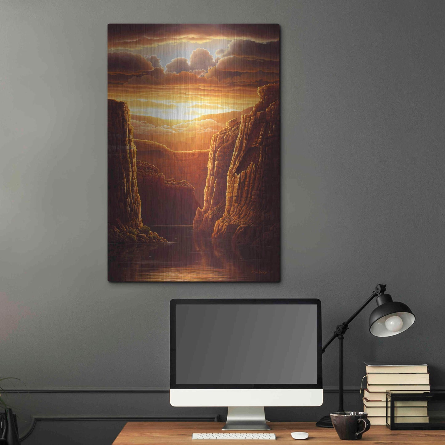 Luxe Metal Art 'Warm Reflections' by R. Hed, Metal Wall Art,24x36