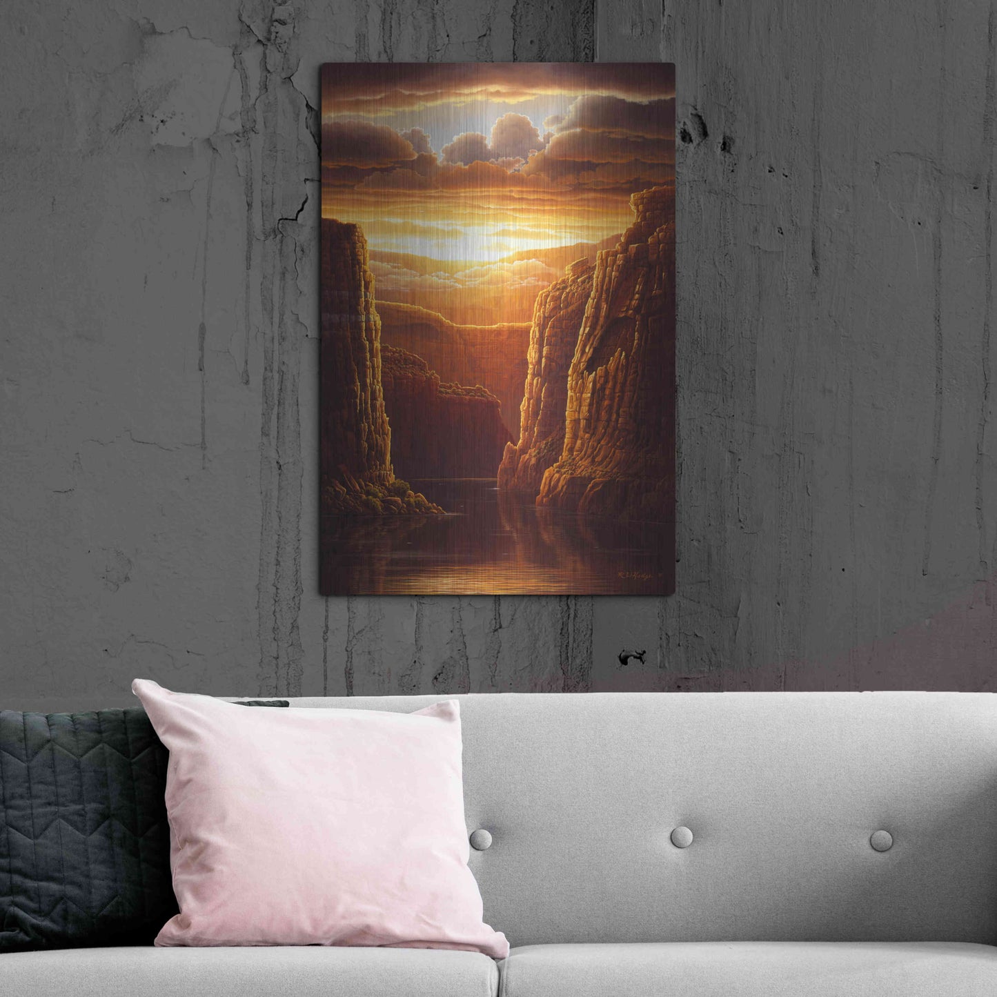 Luxe Metal Art 'Warm Reflections' by R. Hed, Metal Wall Art,24x36