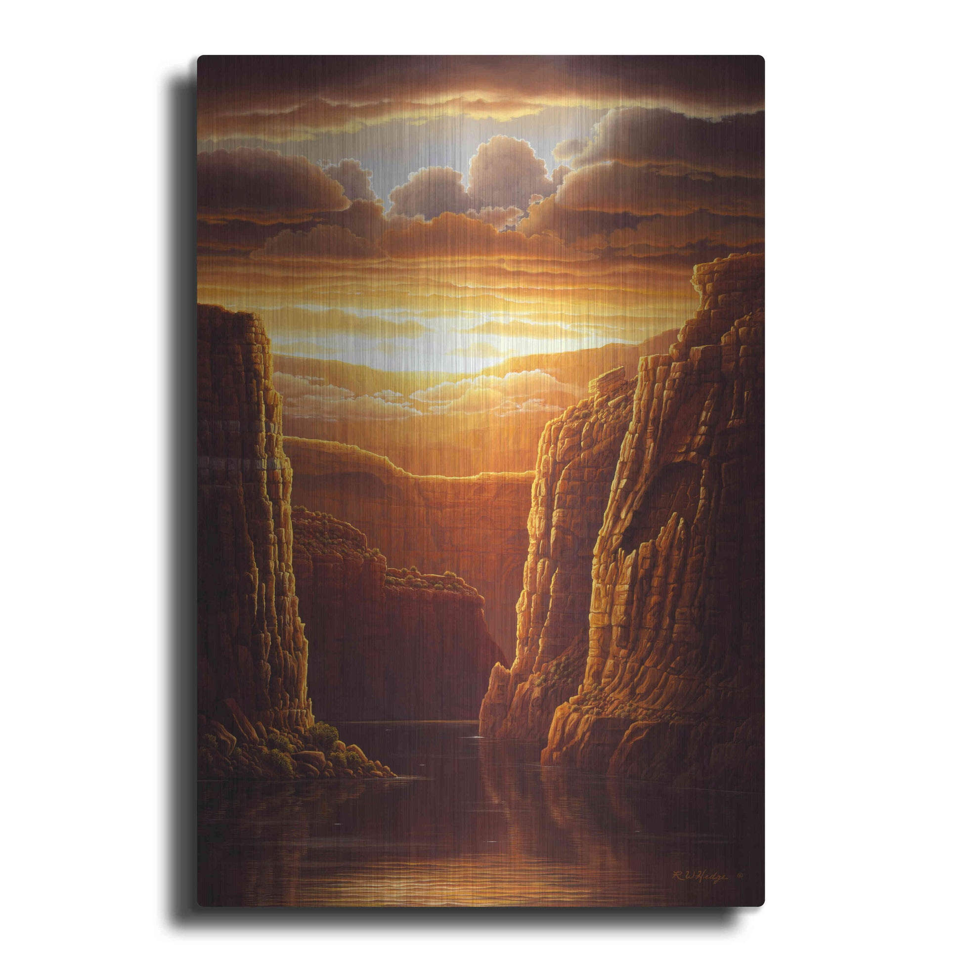 Luxe Metal Art 'Warm Reflections' by R. Hed, Metal Wall Art