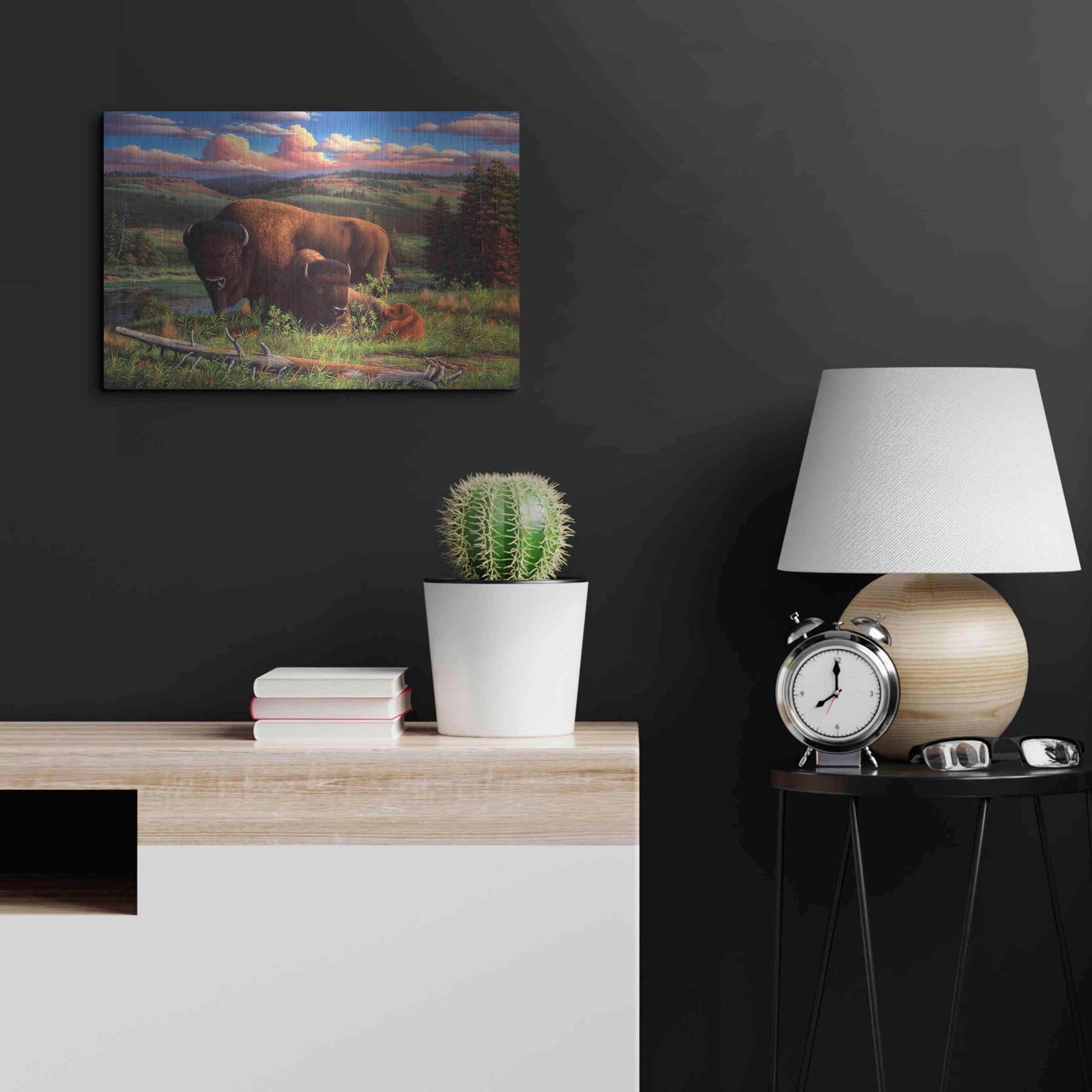Luxe Metal Art 'Buffalo Nation' by R. Hed, Metal Wall Art,24x16