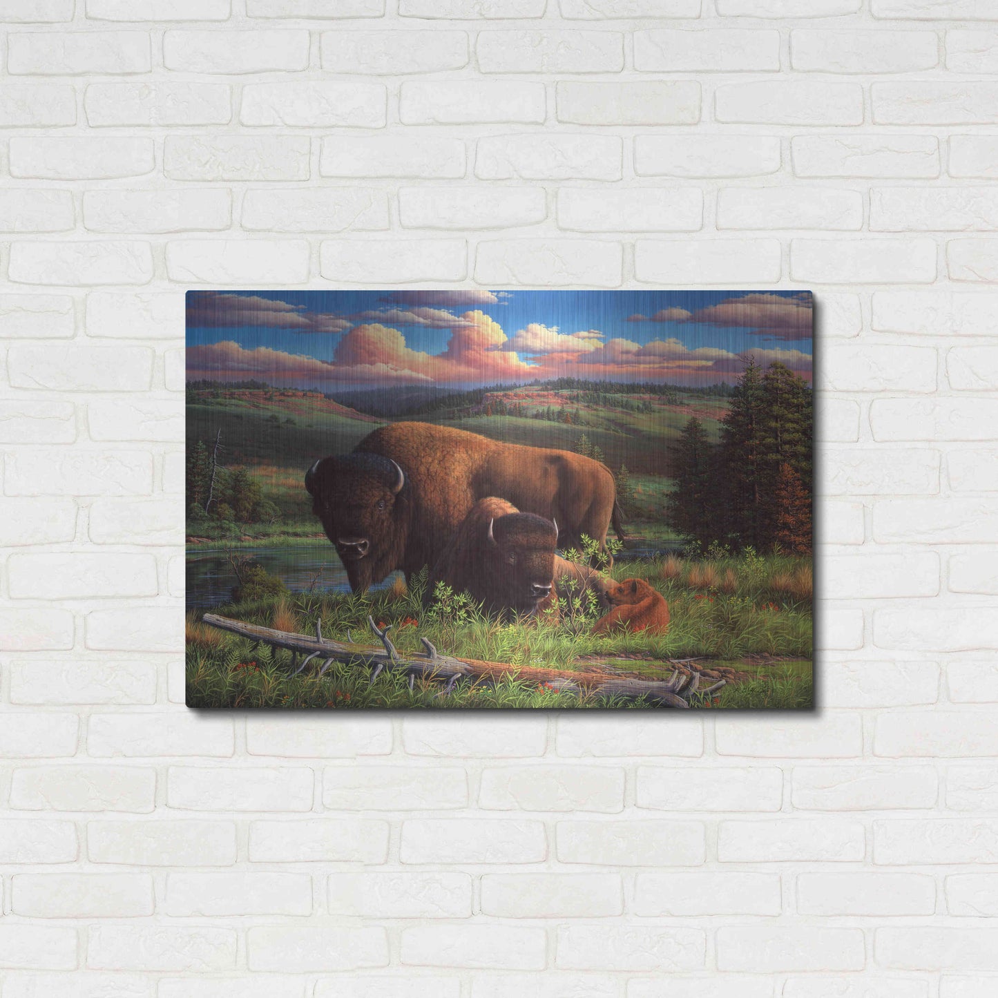 Luxe Metal Art 'Buffalo Nation' by R. Hed, Metal Wall Art,36x24