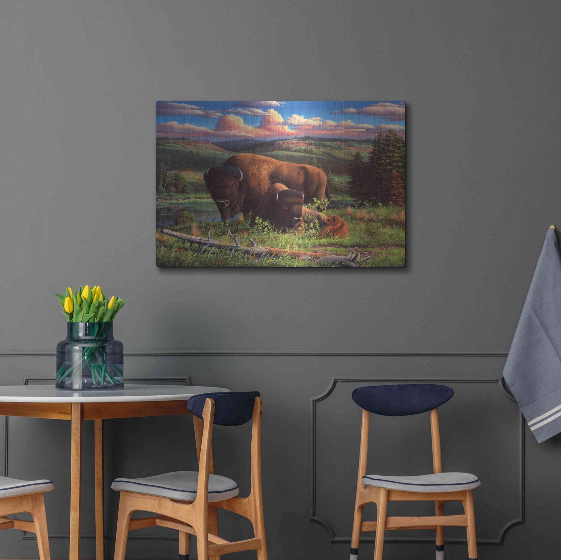 Luxe Metal Art 'Buffalo Nation' by R. Hed, Metal Wall Art,36x24