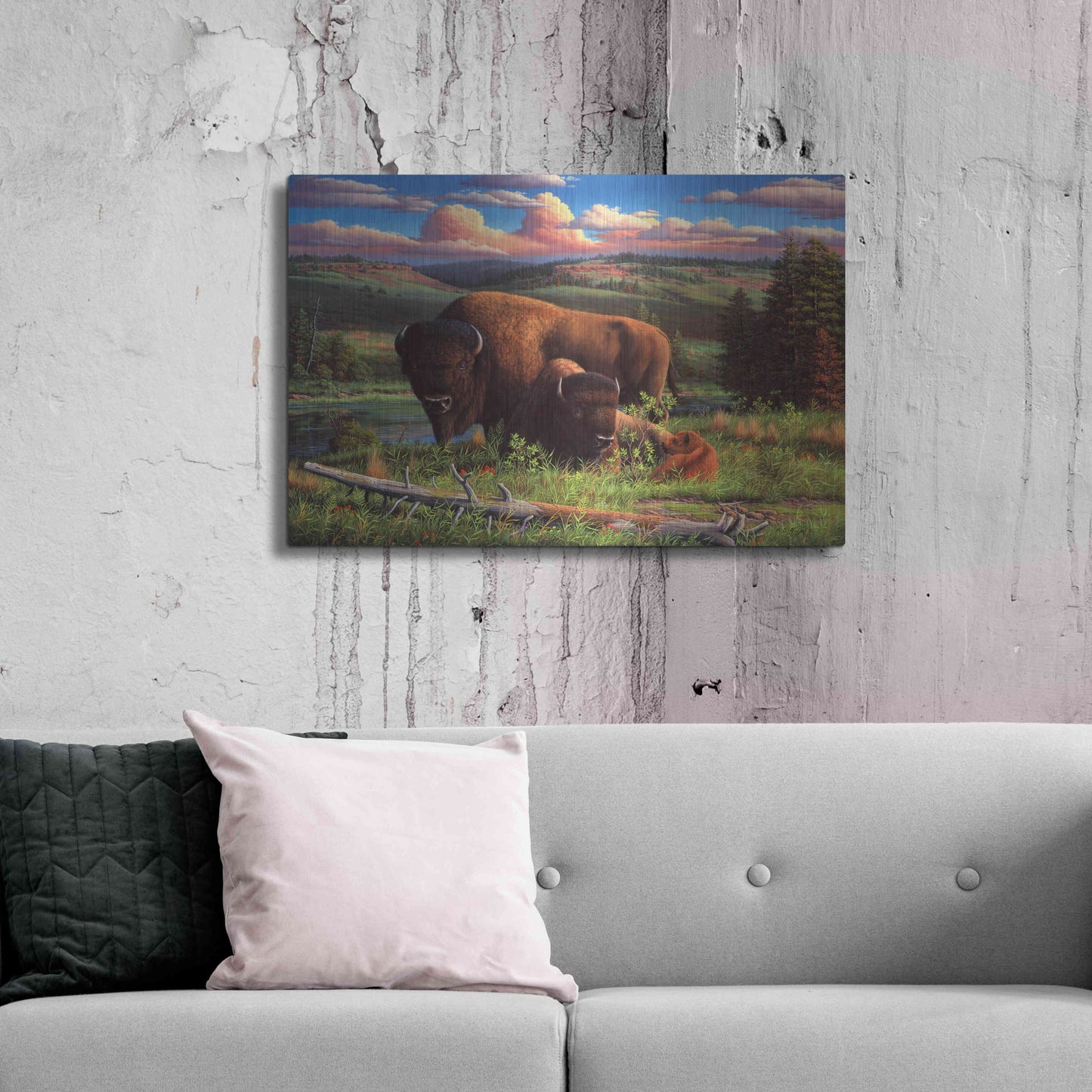 Luxe Metal Art 'Buffalo Nation' by R. Hed, Metal Wall Art,36x24