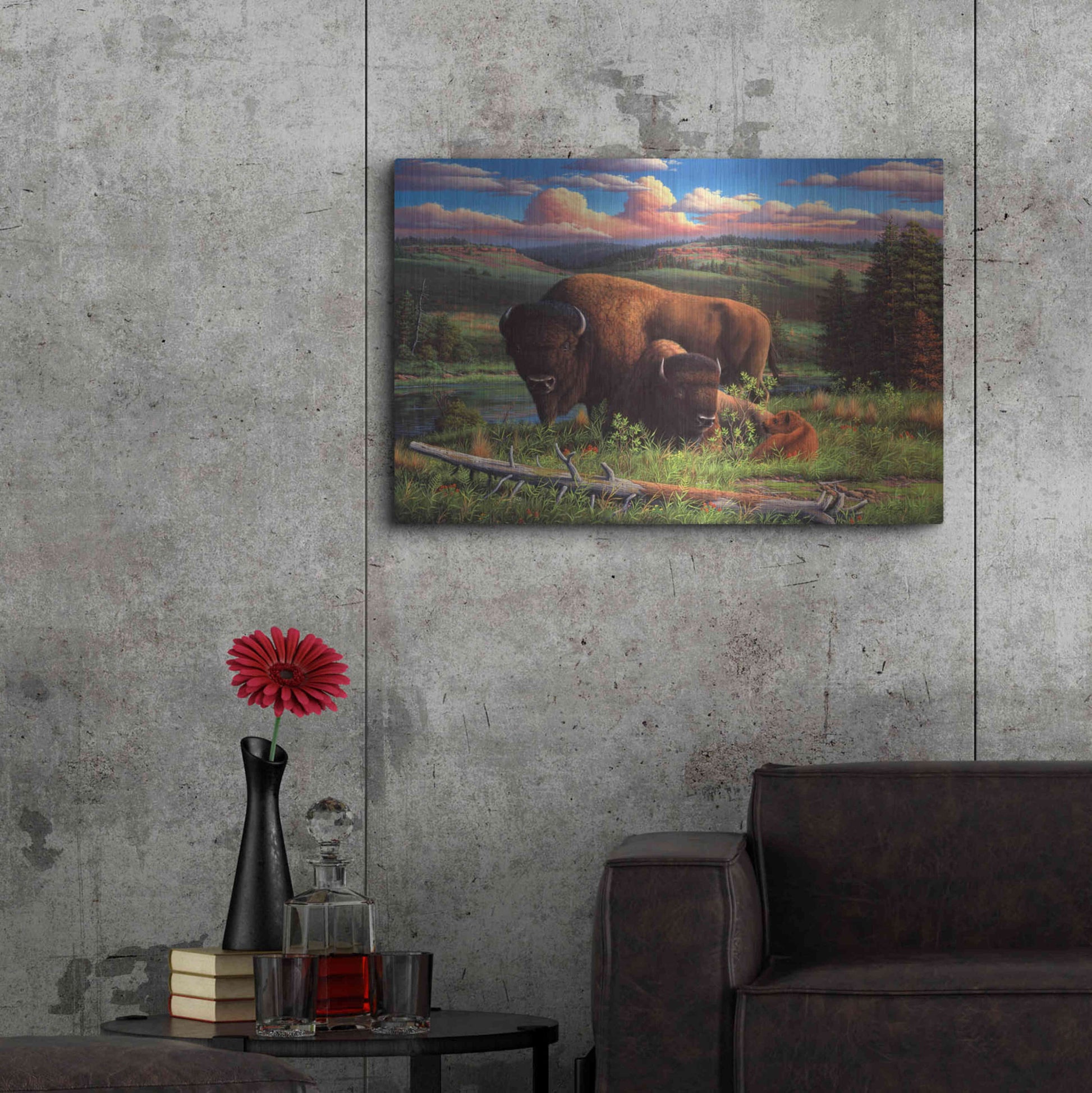 Luxe Metal Art 'Buffalo Nation' by R. Hed, Metal Wall Art,36x24