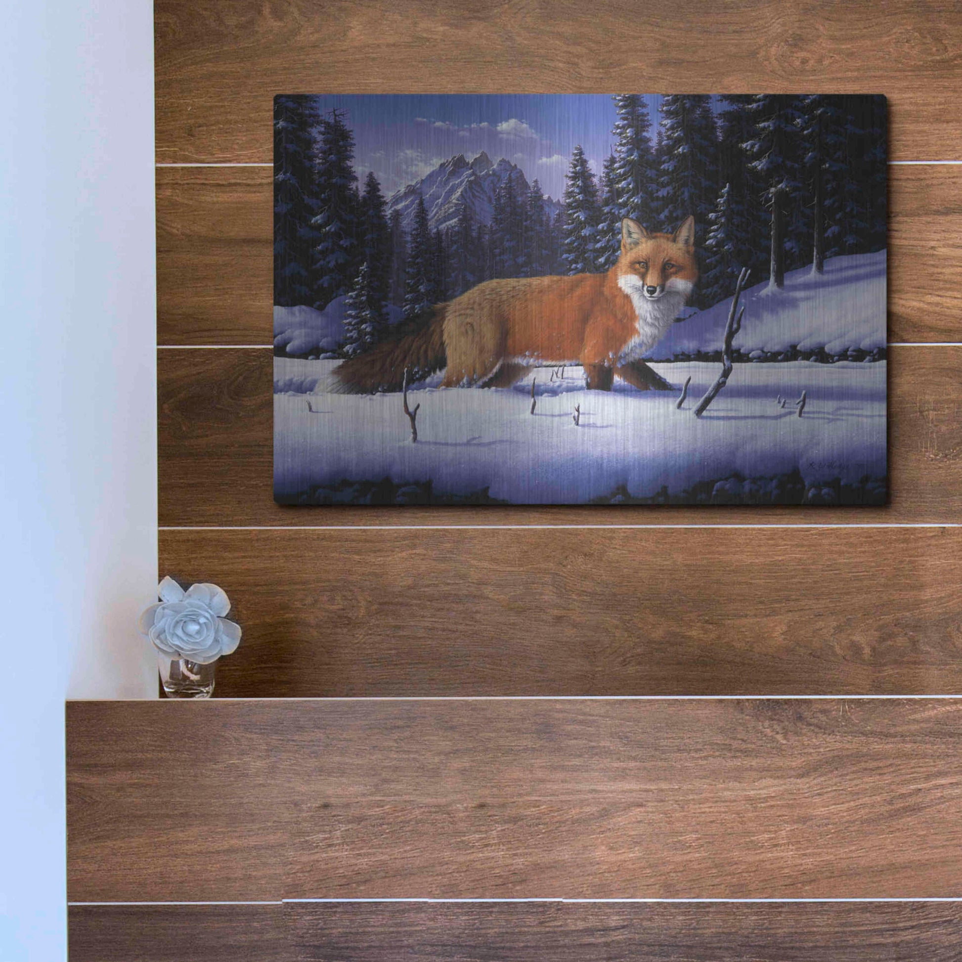 Luxe Metal Art 'Red, White And Blue' by R. Hed, Metal Wall Art,16x12