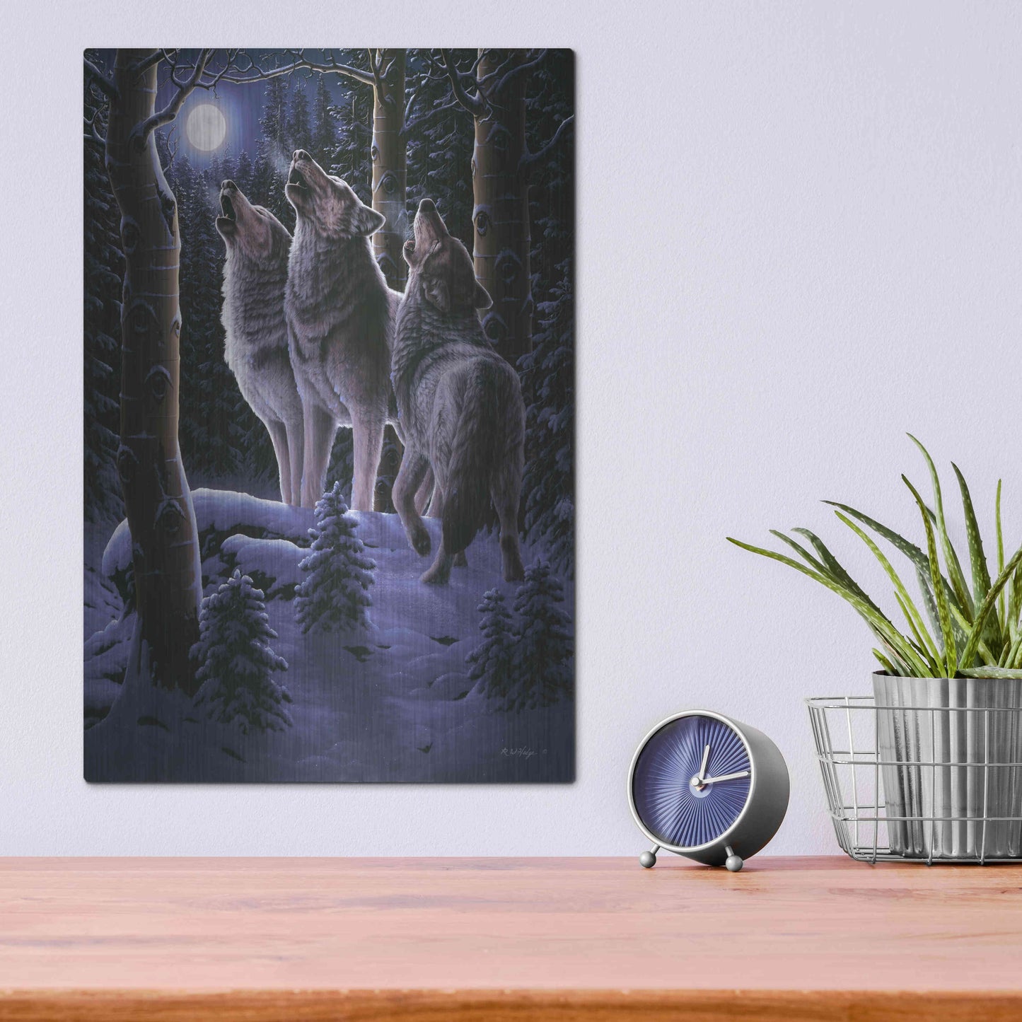 Luxe Metal Art 'Midnight Clear' by R. Hed, Metal Wall Art,12x16