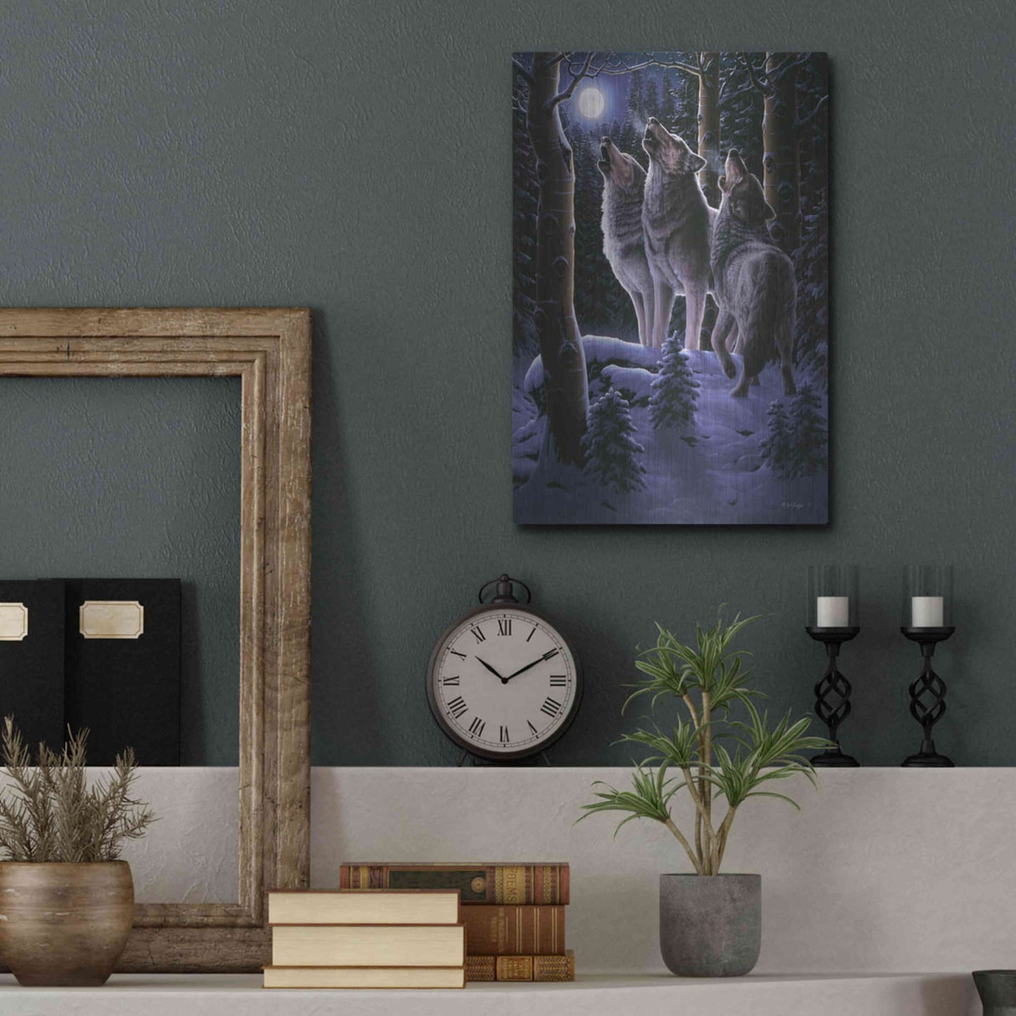 Luxe Metal Art 'Midnight Clear' by R. Hed, Metal Wall Art,12x16