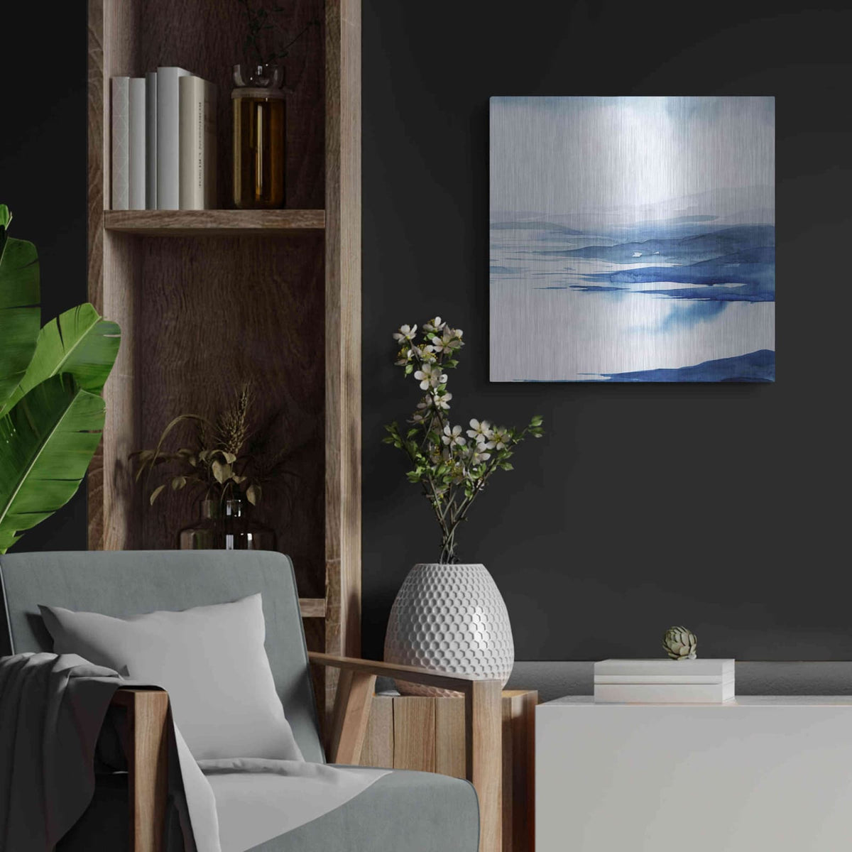 'Crystallized Lagoon II' by Grace Popp – Metal Wall Art, 24x24 room view
