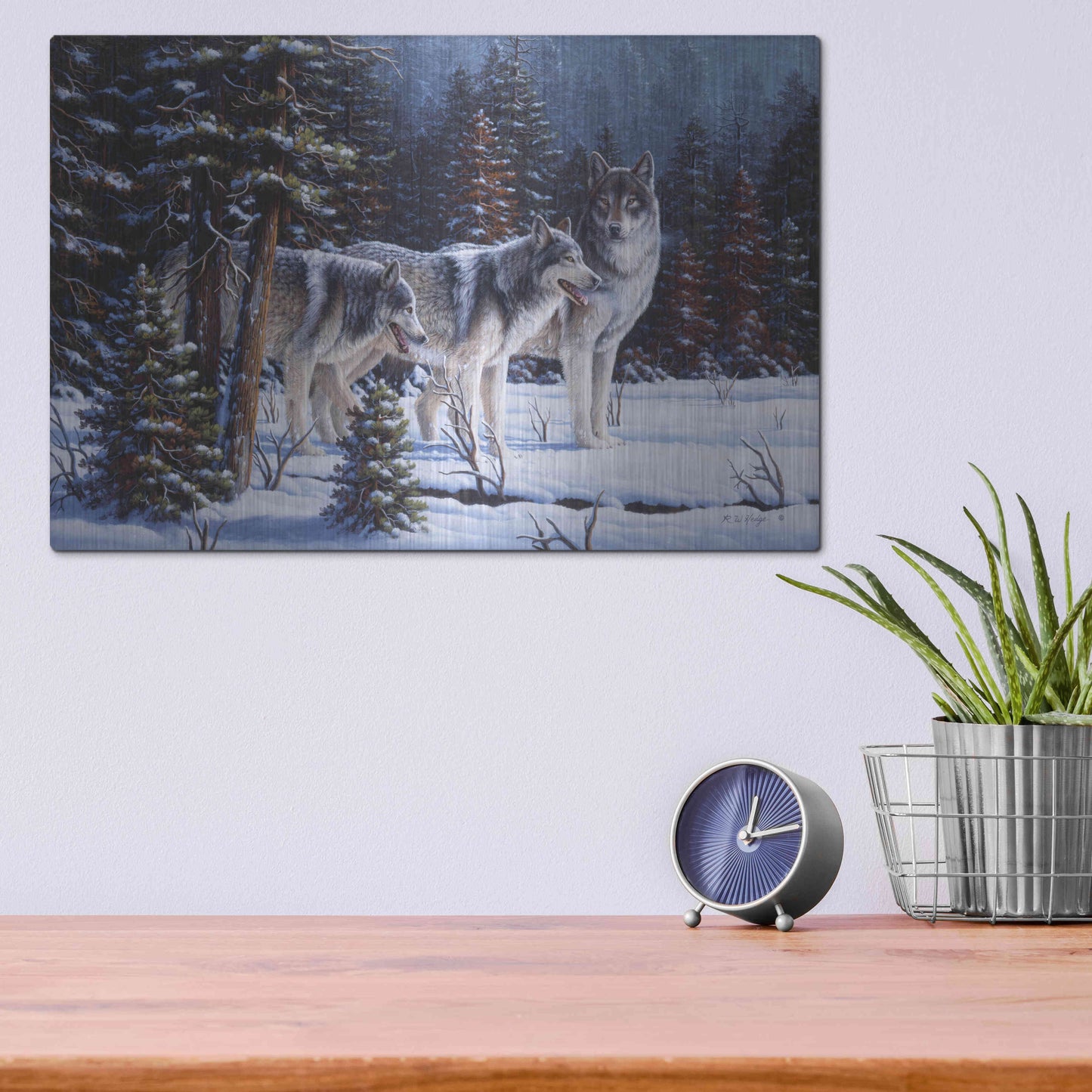 Luxe Metal Art 'Winter Coats' by R. Hed, Metal Wall Art,16x12
