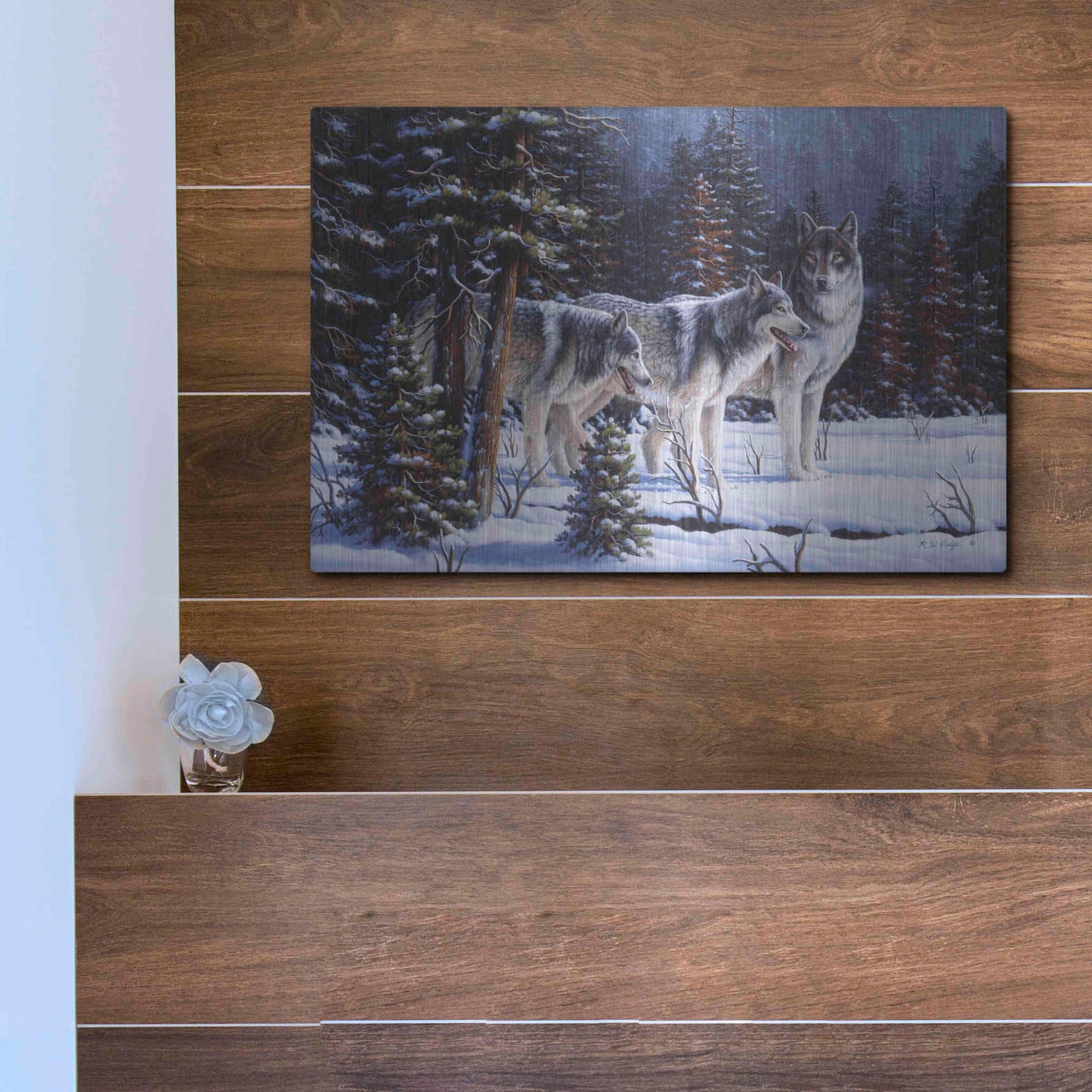 Luxe Metal Art 'Winter Coats' by R. Hed, Metal Wall Art,16x12