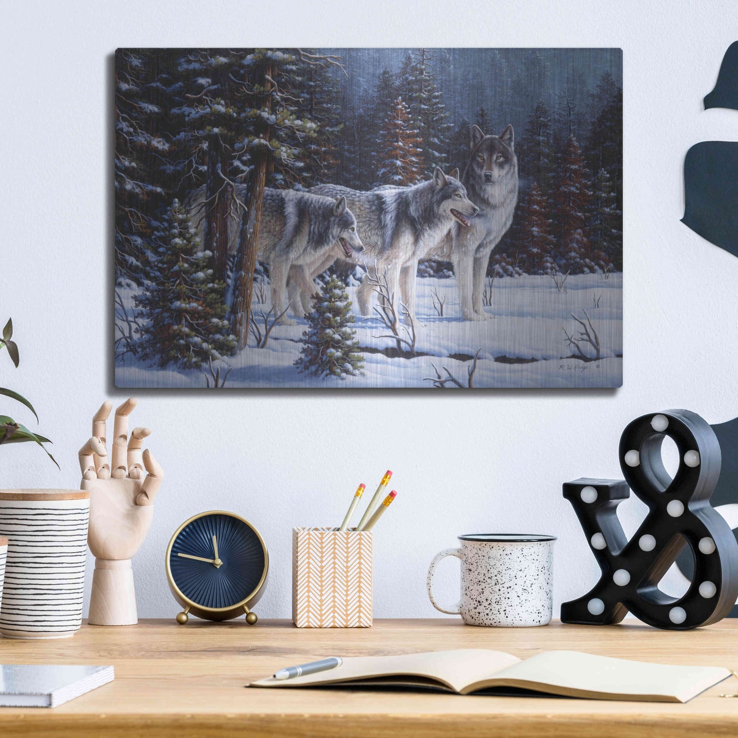 Luxe Metal Art 'Winter Coats' by R. Hed, Metal Wall Art,16x12