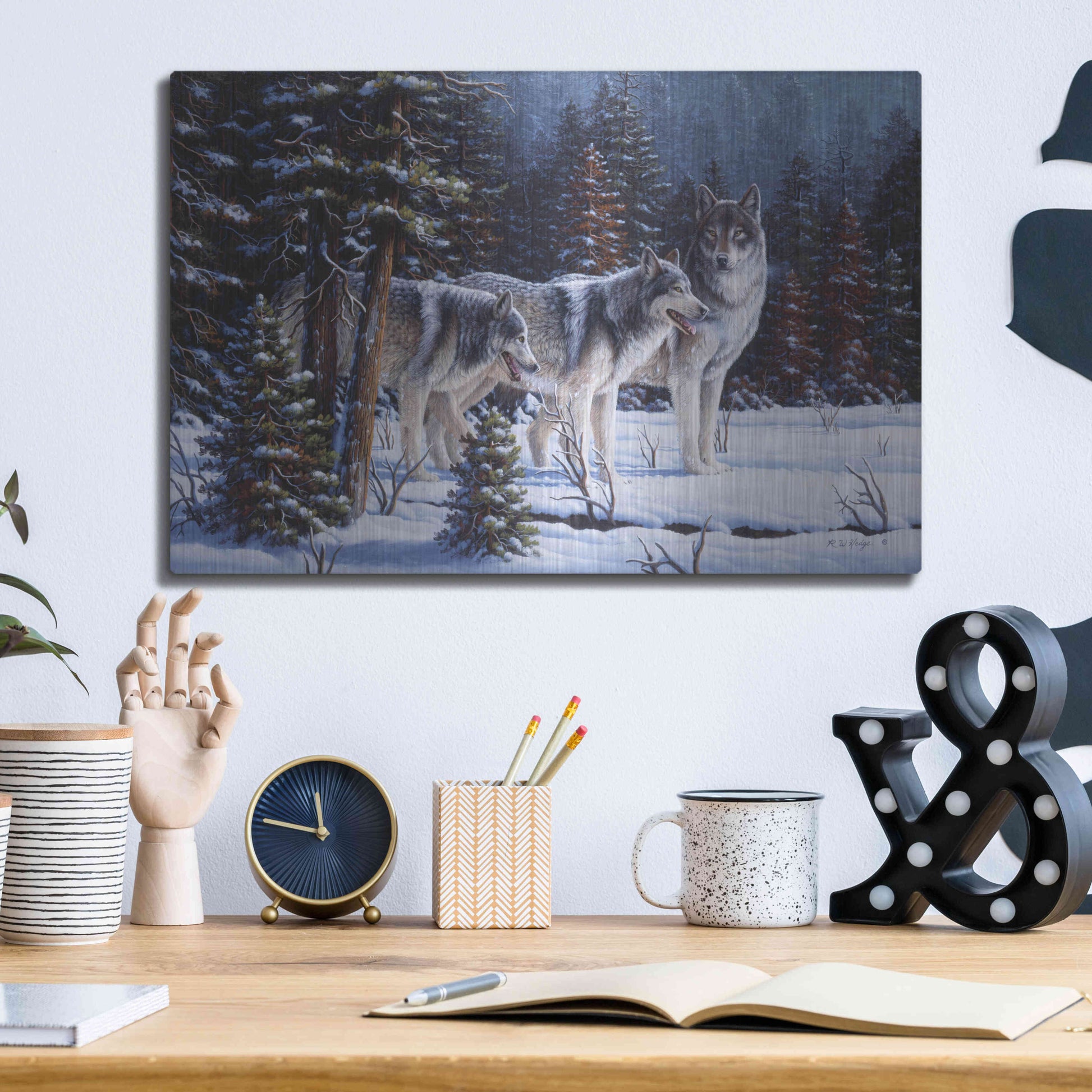 Luxe Metal Art 'Winter Coats' by R. Hed, Metal Wall Art,16x12