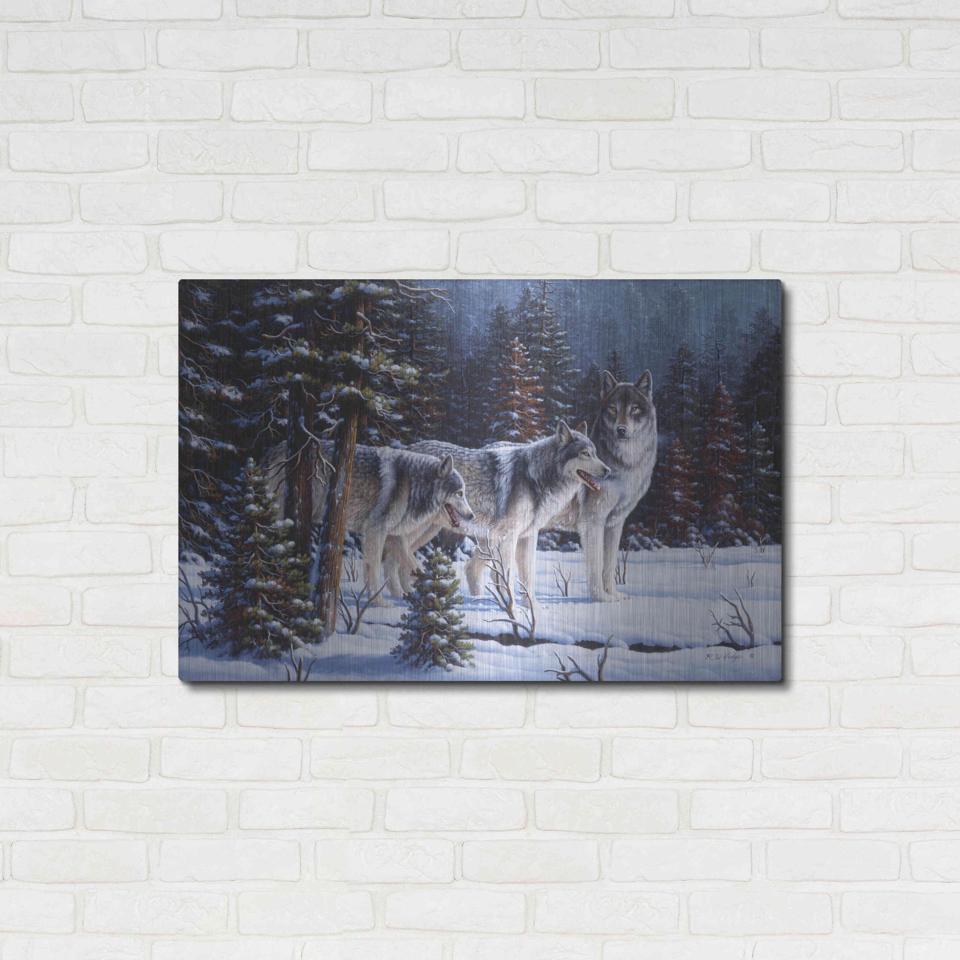 Luxe Metal Art 'Winter Coats' by R. Hed, Metal Wall Art,36x24
