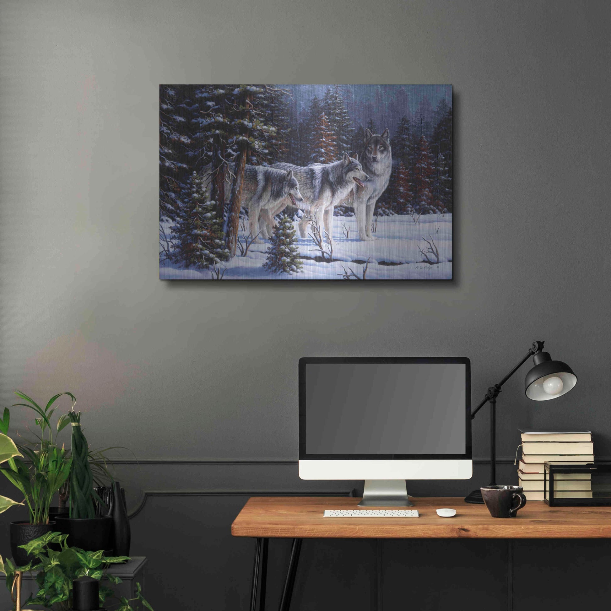 Luxe Metal Art 'Winter Coats' by R. Hed, Metal Wall Art,36x24