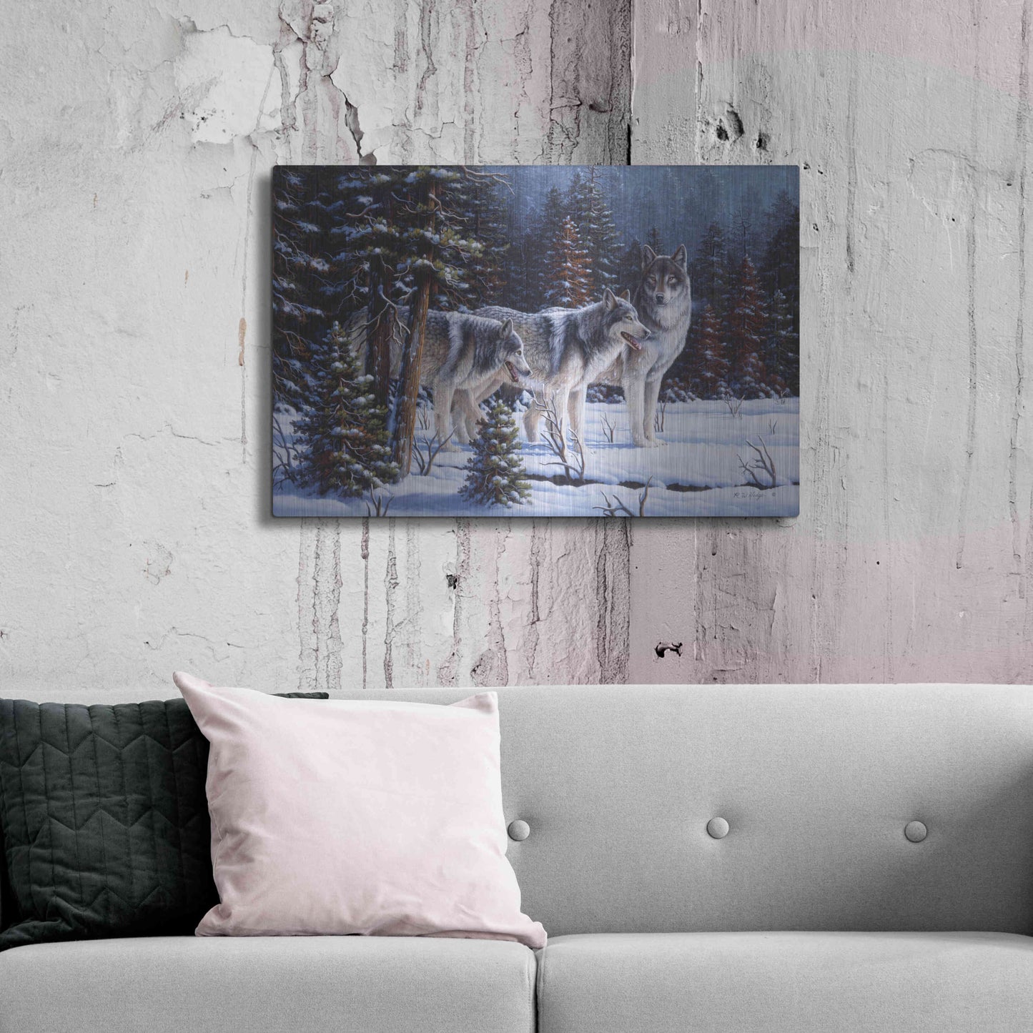 Luxe Metal Art 'Winter Coats' by R. Hed, Metal Wall Art,36x24