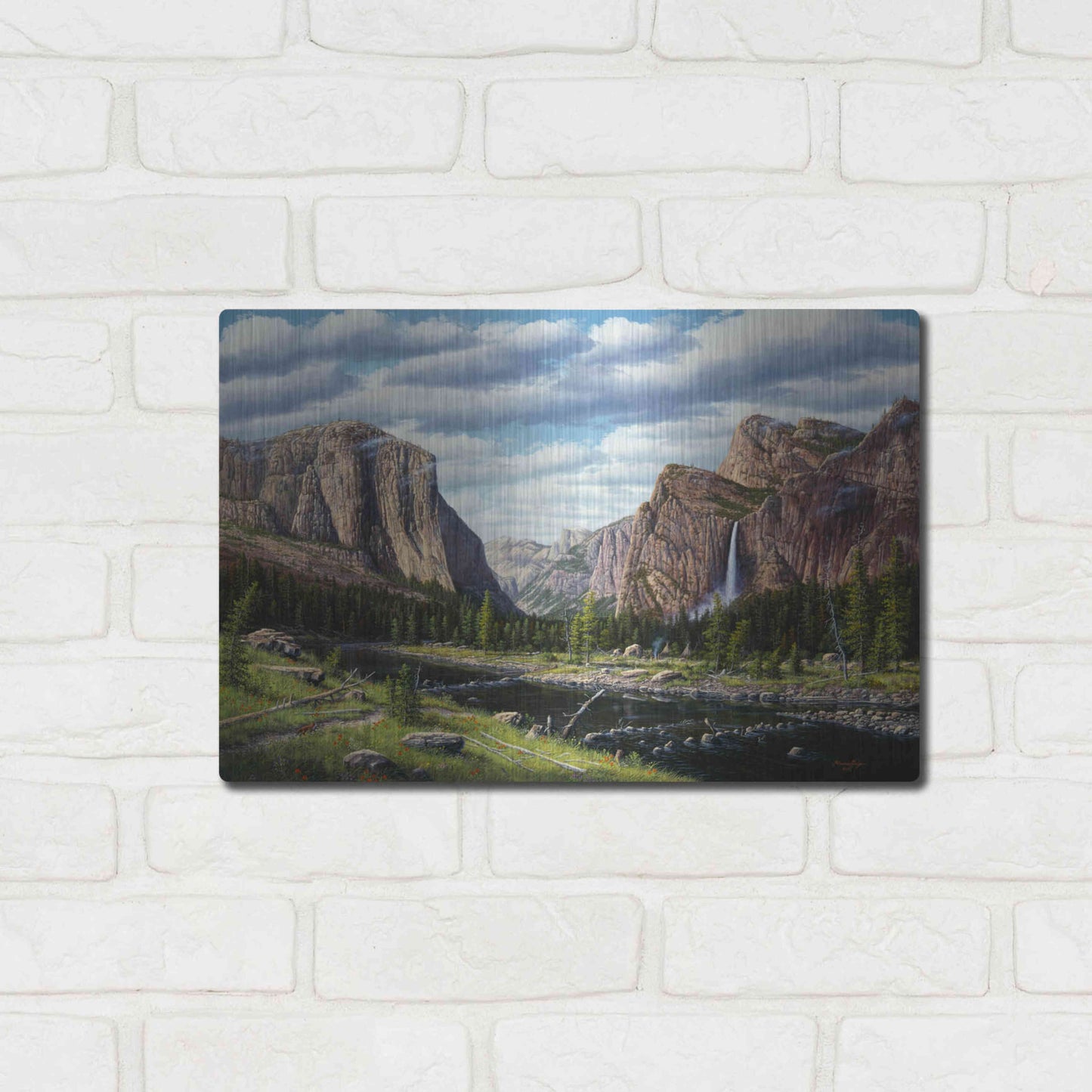 Luxe Metal Art 'River Of Mercy' by R. Hed, Metal Wall Art,16x12