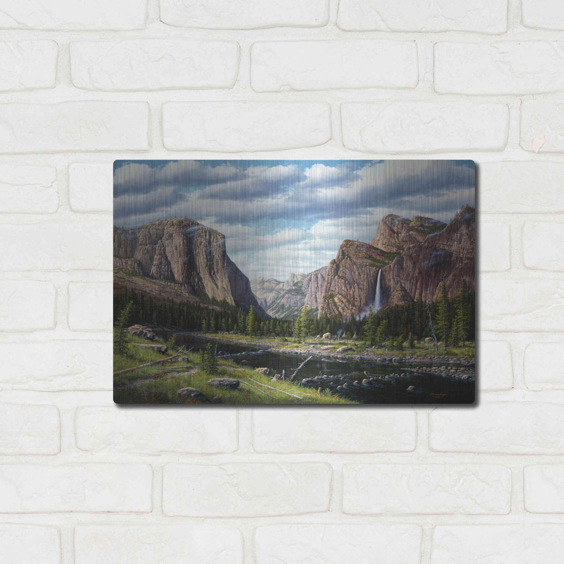 Luxe Metal Art 'River Of Mercy' by R. Hed, Metal Wall Art,16x12