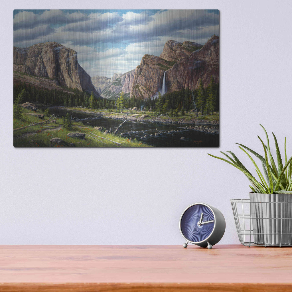 Luxe Metal Art 'River Of Mercy' by R. Hed, Metal Wall Art,16x12