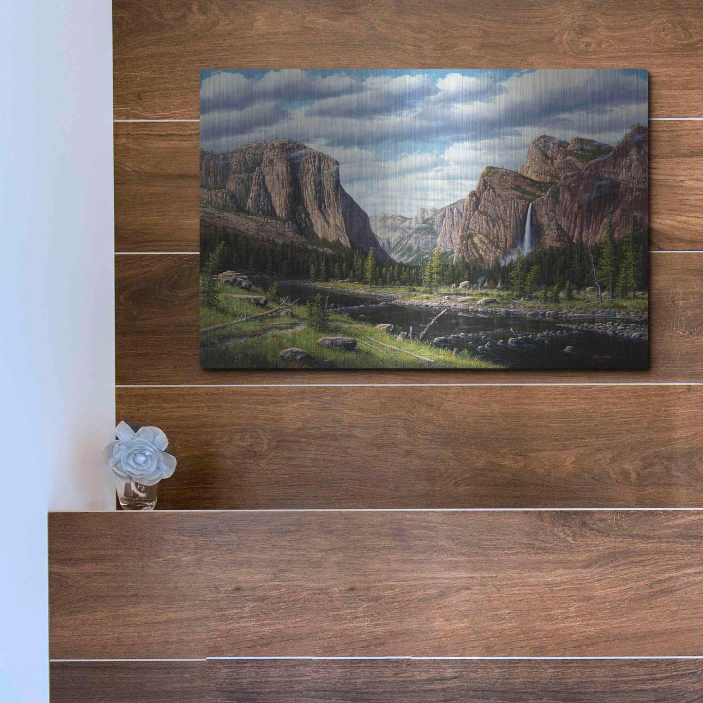 Luxe Metal Art 'River Of Mercy' by R. Hed, Metal Wall Art,16x12