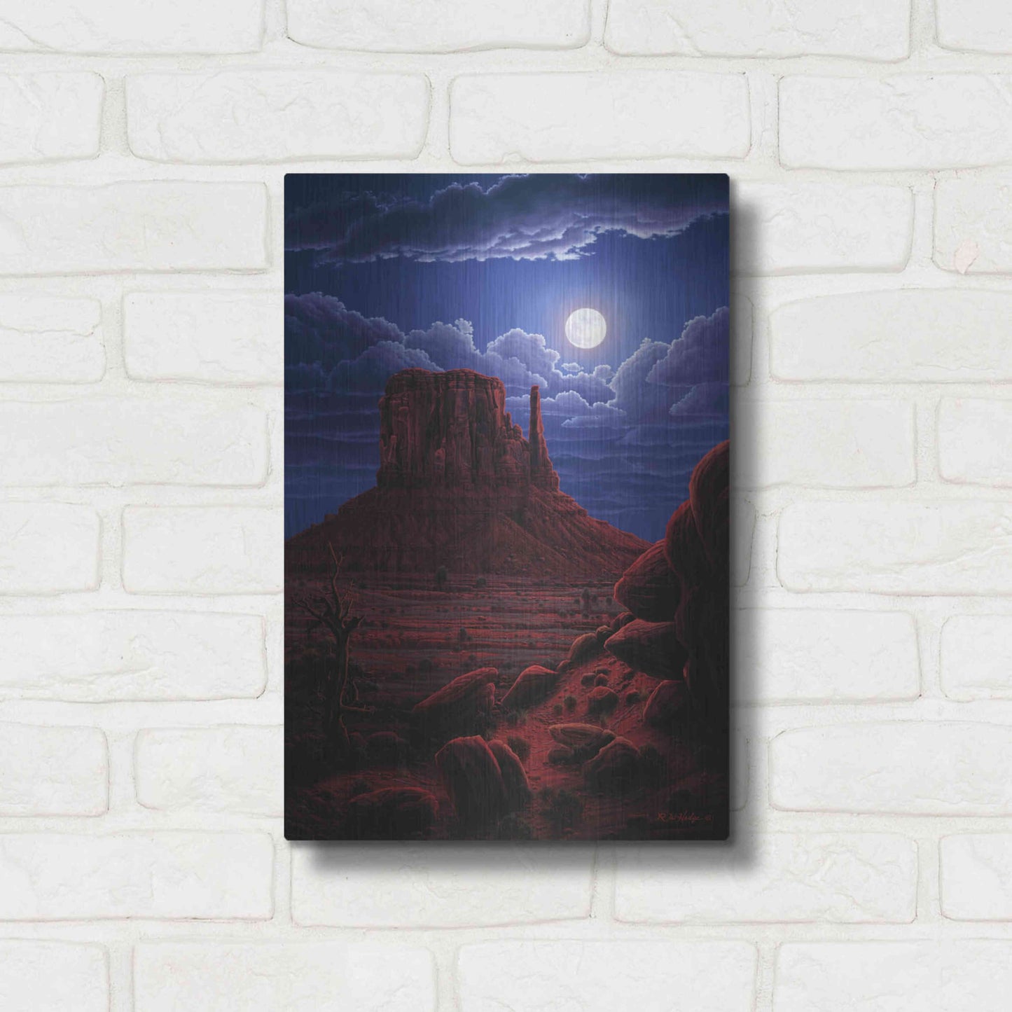 Luxe Metal Art 'Navaho Moon' by R. Hed, Metal Wall Art,12x16