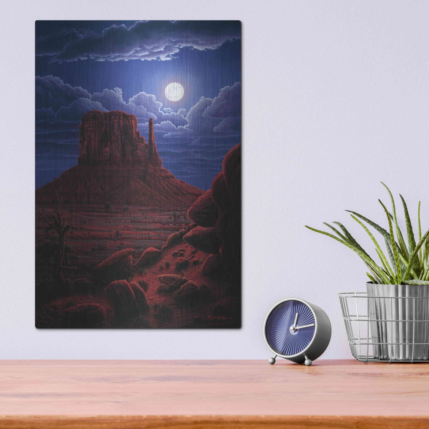 Luxe Metal Art 'Navaho Moon' by R. Hed, Metal Wall Art,12x16