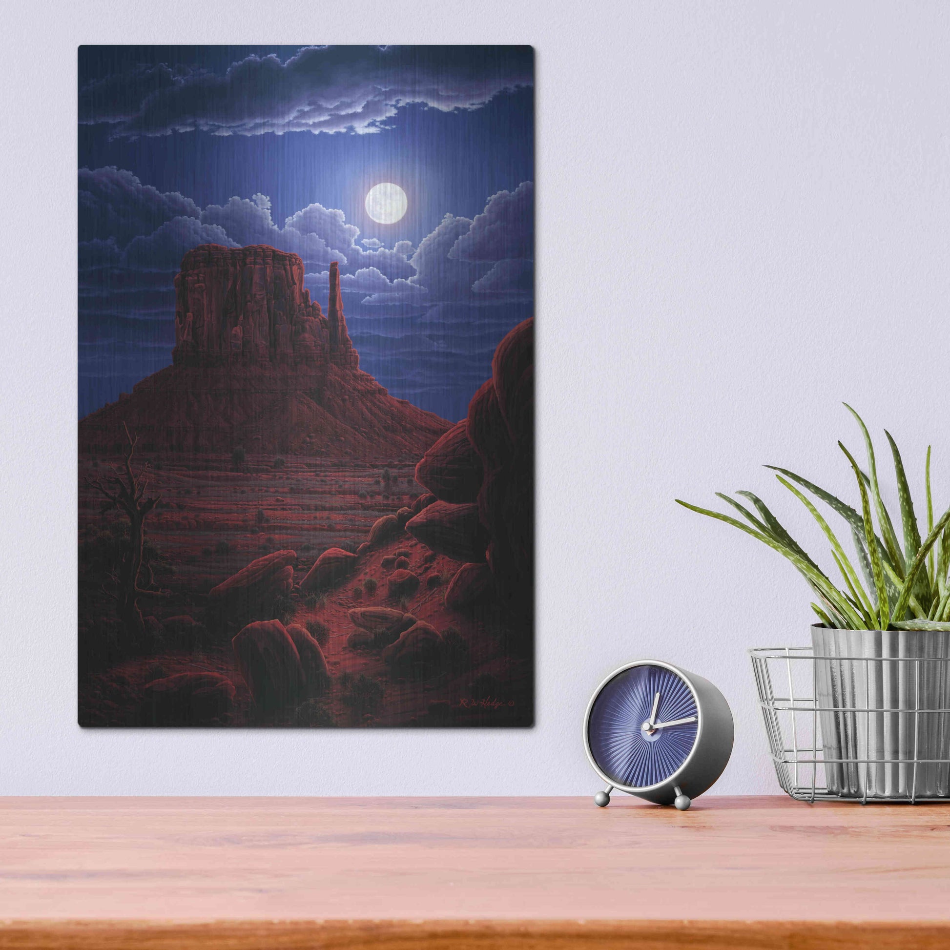 Luxe Metal Art 'Navaho Moon' by R. Hed, Metal Wall Art,12x16