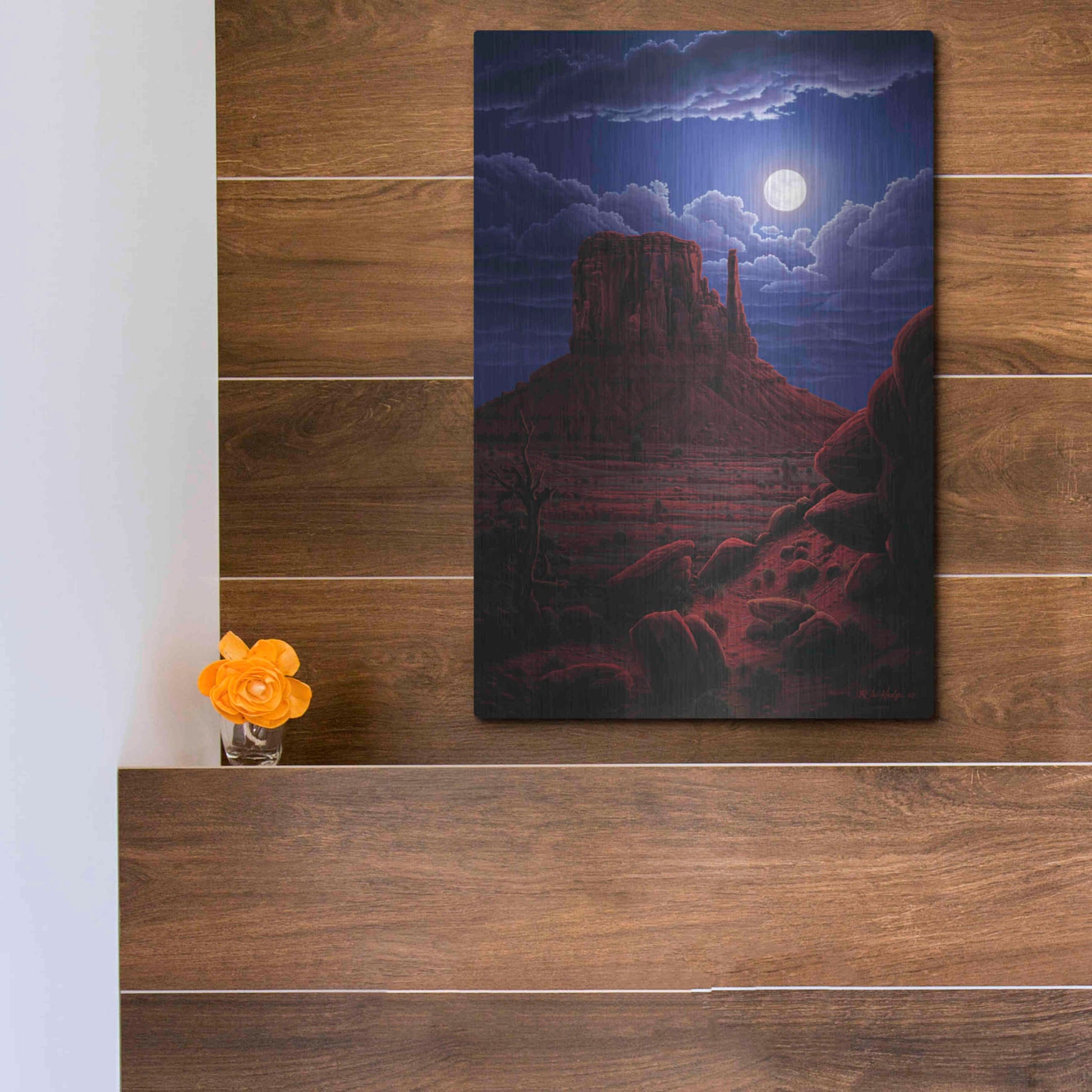 Luxe Metal Art 'Navaho Moon' by R. Hed, Metal Wall Art,12x16