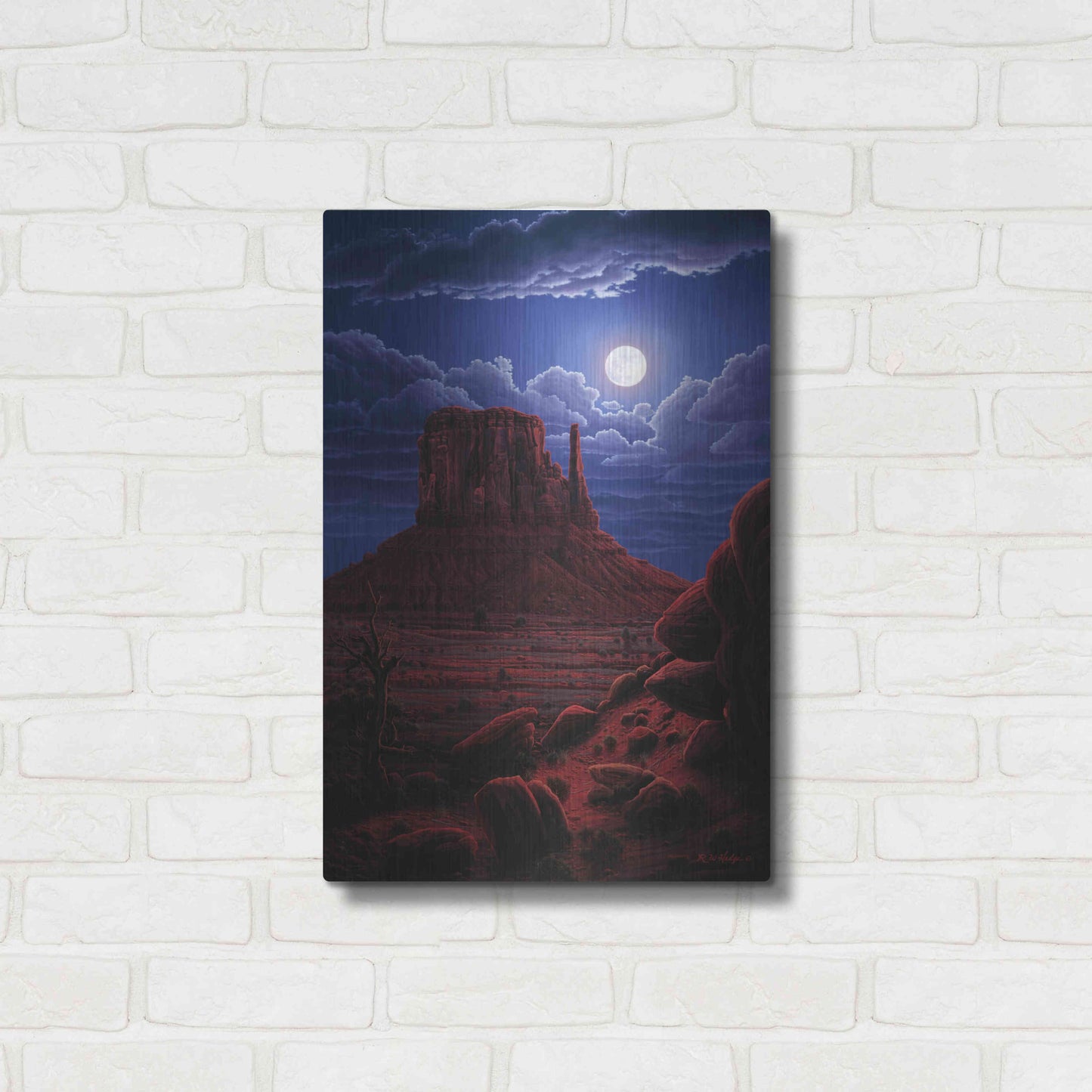 Luxe Metal Art 'Navaho Moon' by R. Hed, Metal Wall Art,16x24