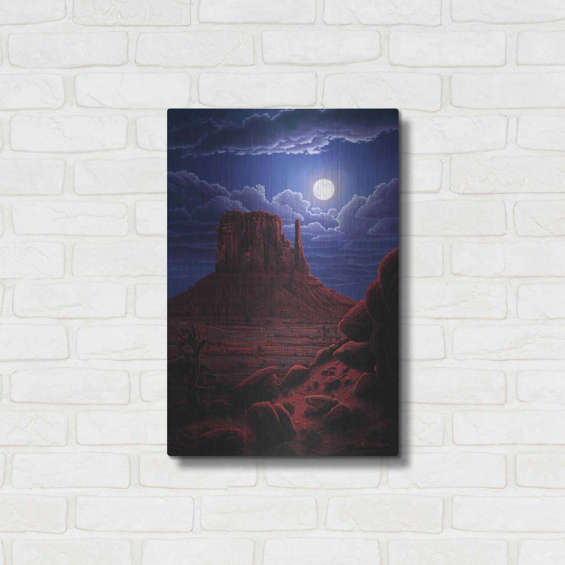 Luxe Metal Art 'Navaho Moon' by R. Hed, Metal Wall Art,16x24