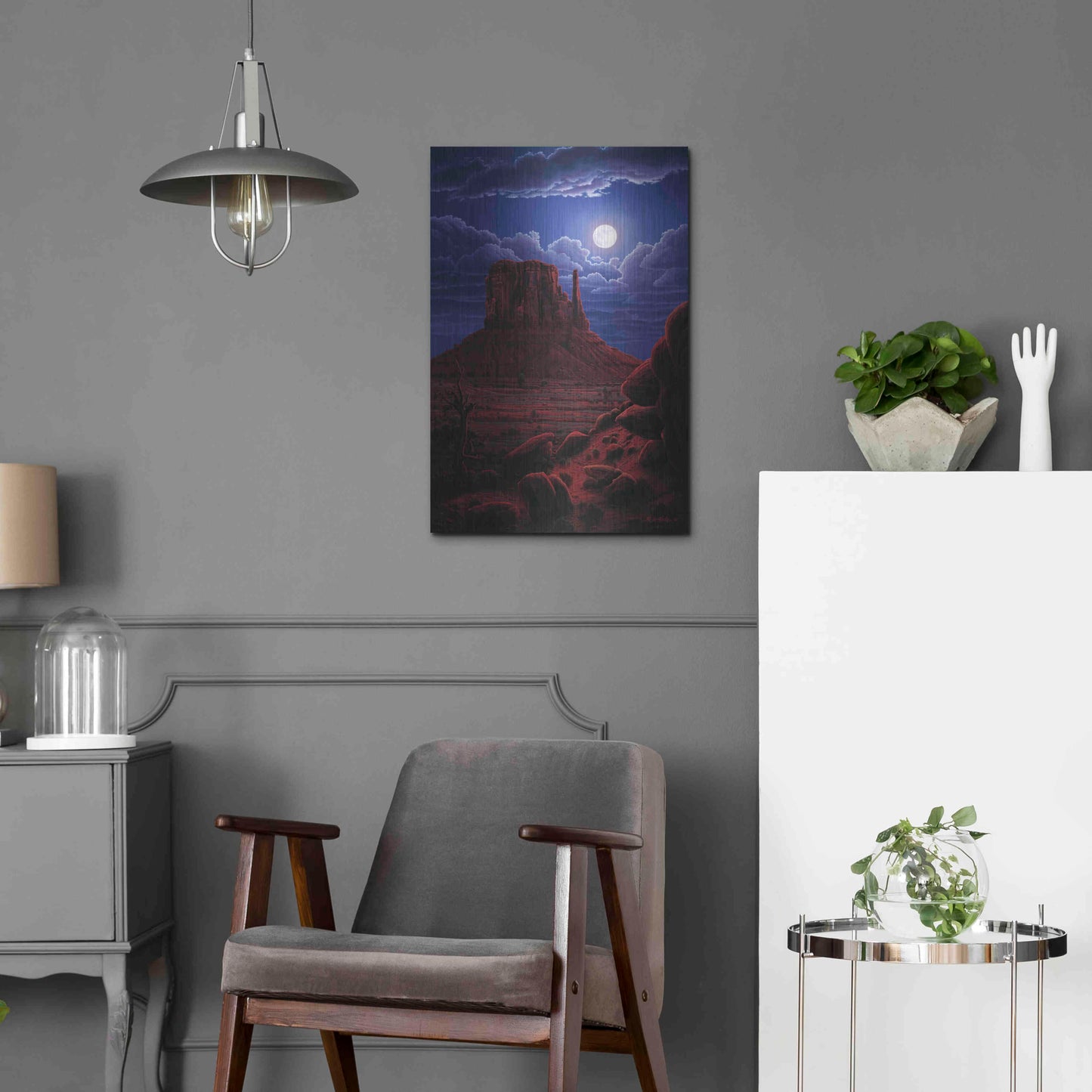 Luxe Metal Art 'Navaho Moon' by R. Hed, Metal Wall Art,16x24