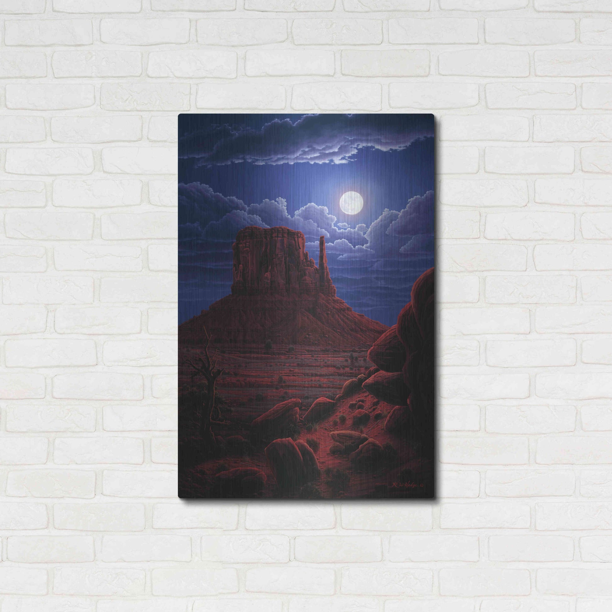 Luxe Metal Art 'Navaho Moon' by R. Hed, Metal Wall Art,24x36