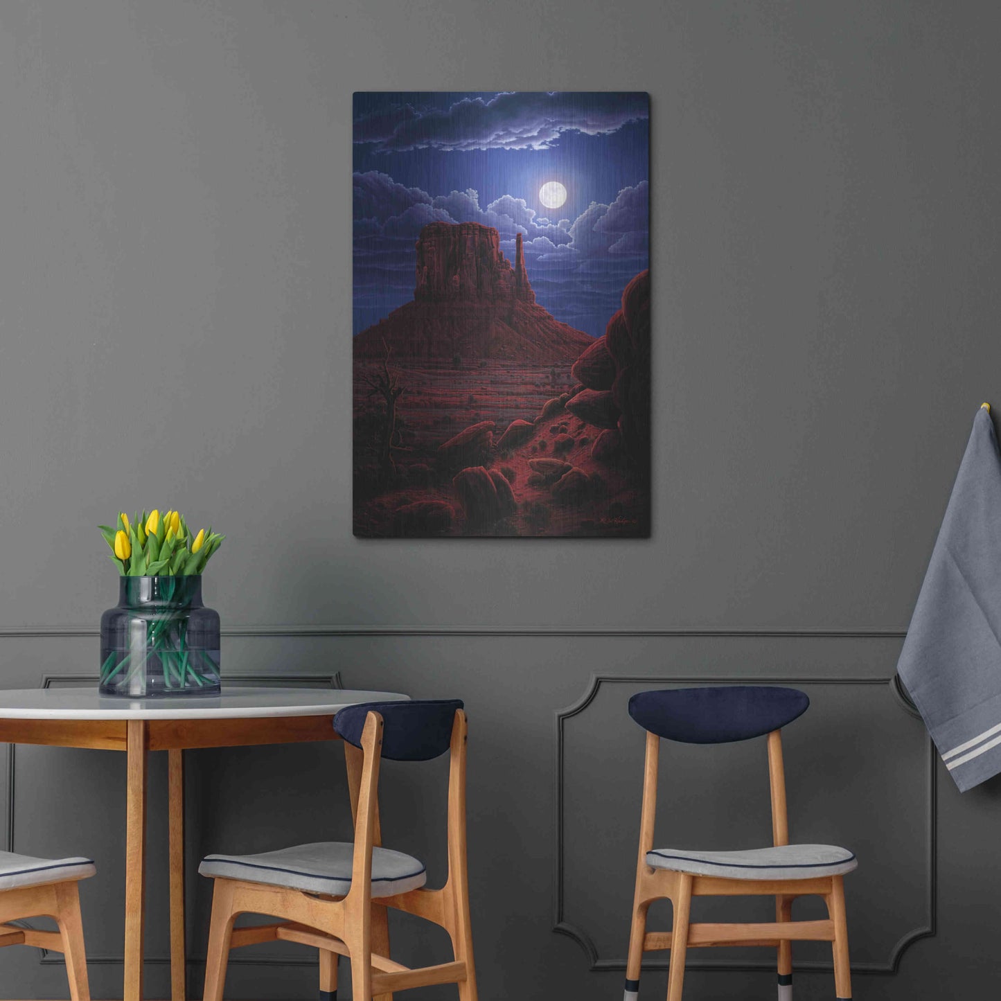 Luxe Metal Art 'Navaho Moon' by R. Hed, Metal Wall Art,24x36