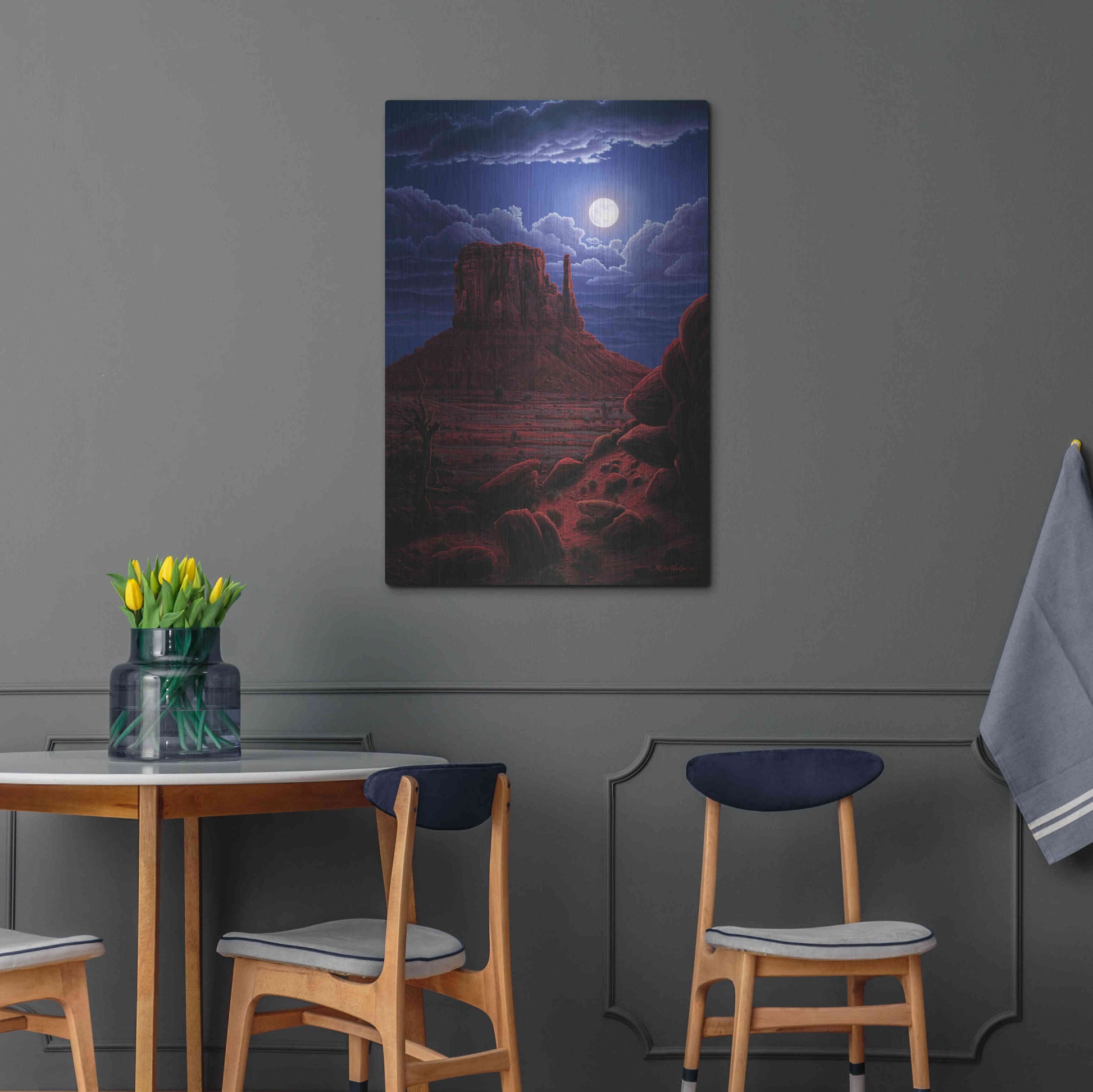 Luxe Metal Art 'Navaho Moon' by R. Hed, Metal Wall Art,24x36