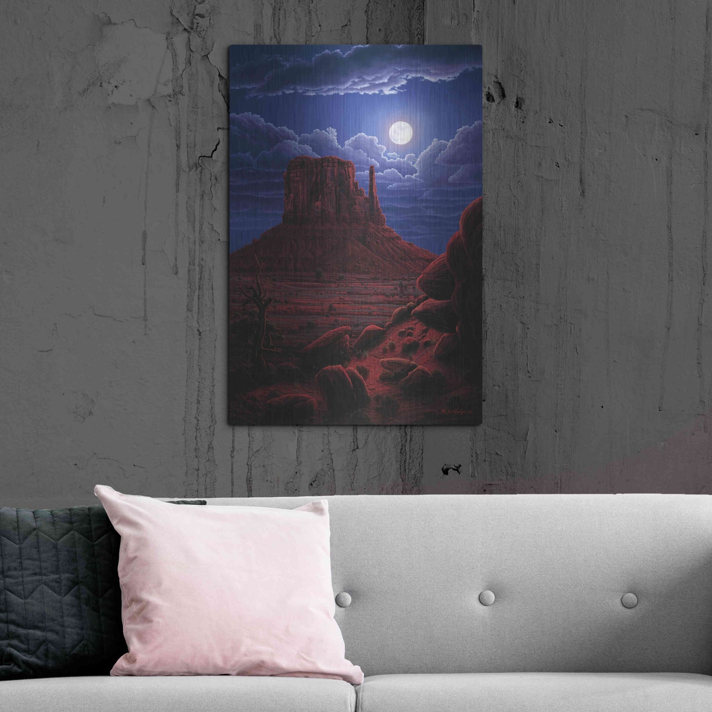 Luxe Metal Art 'Navaho Moon' by R. Hed, Metal Wall Art,24x36