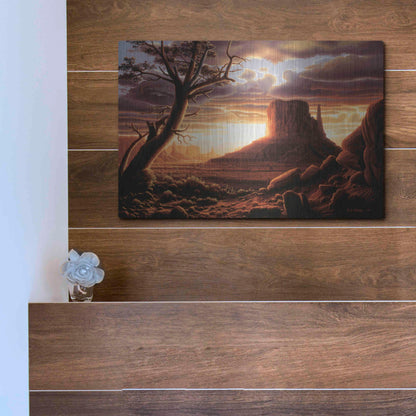 Luxe Metal Art 'The Southwest Sun' by R. Hed, Metal Wall Art,16x12