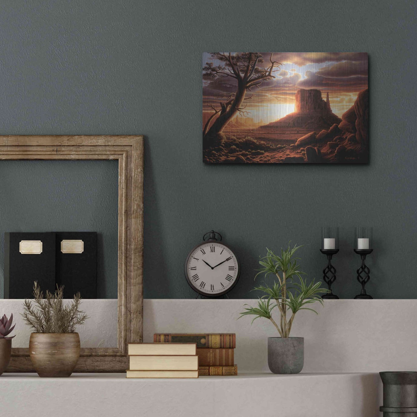 Luxe Metal Art 'The Southwest Sun' by R. Hed, Metal Wall Art,16x12