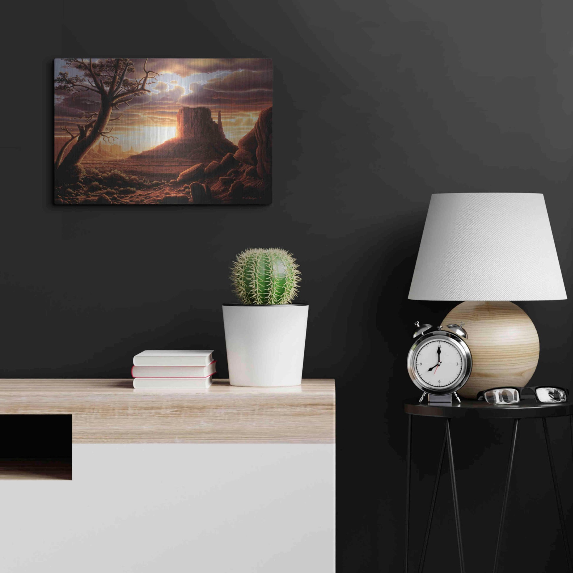 Luxe Metal Art 'The Southwest Sun' by R. Hed, Metal Wall Art,24x16