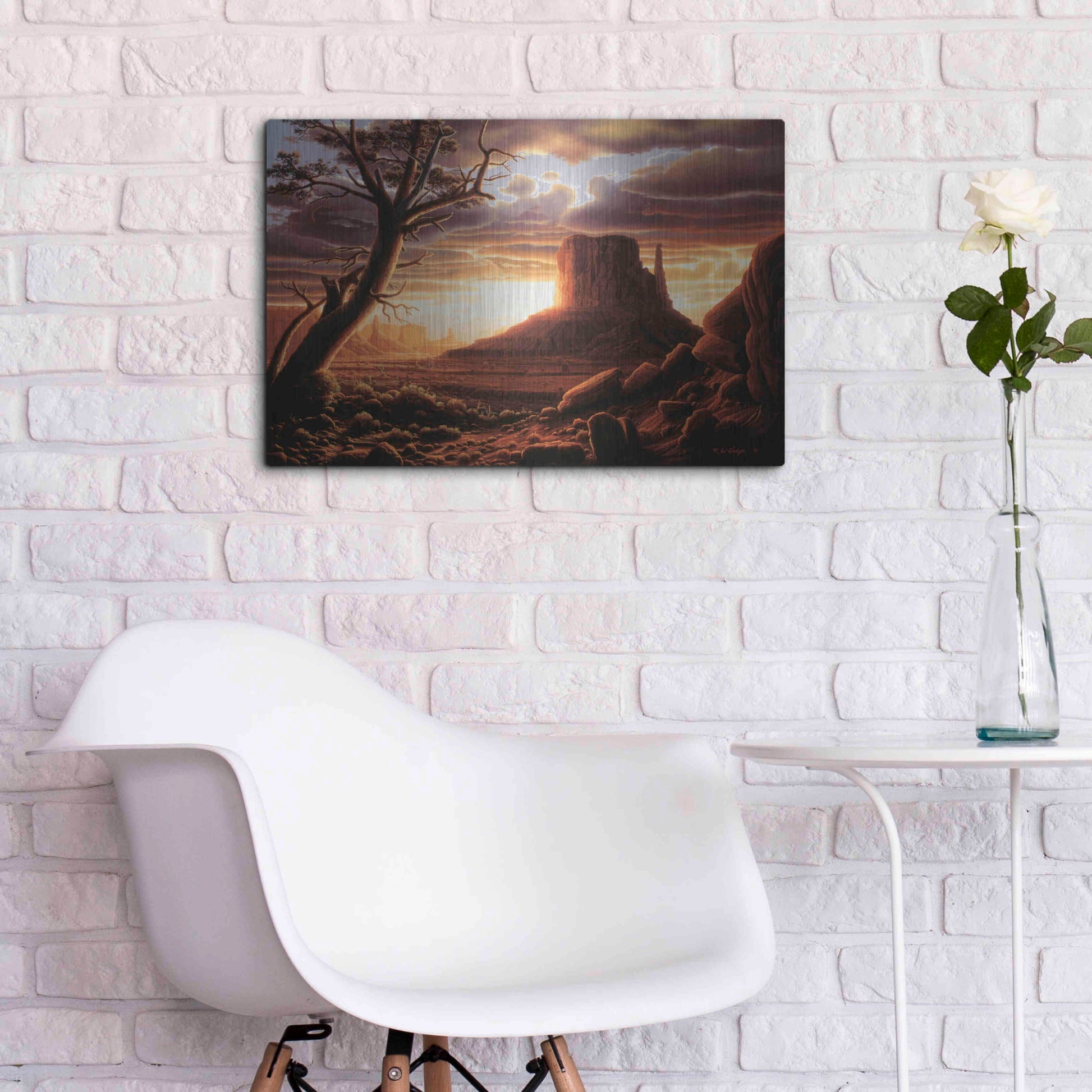 Luxe Metal Art 'The Southwest Sun' by R. Hed, Metal Wall Art,24x16