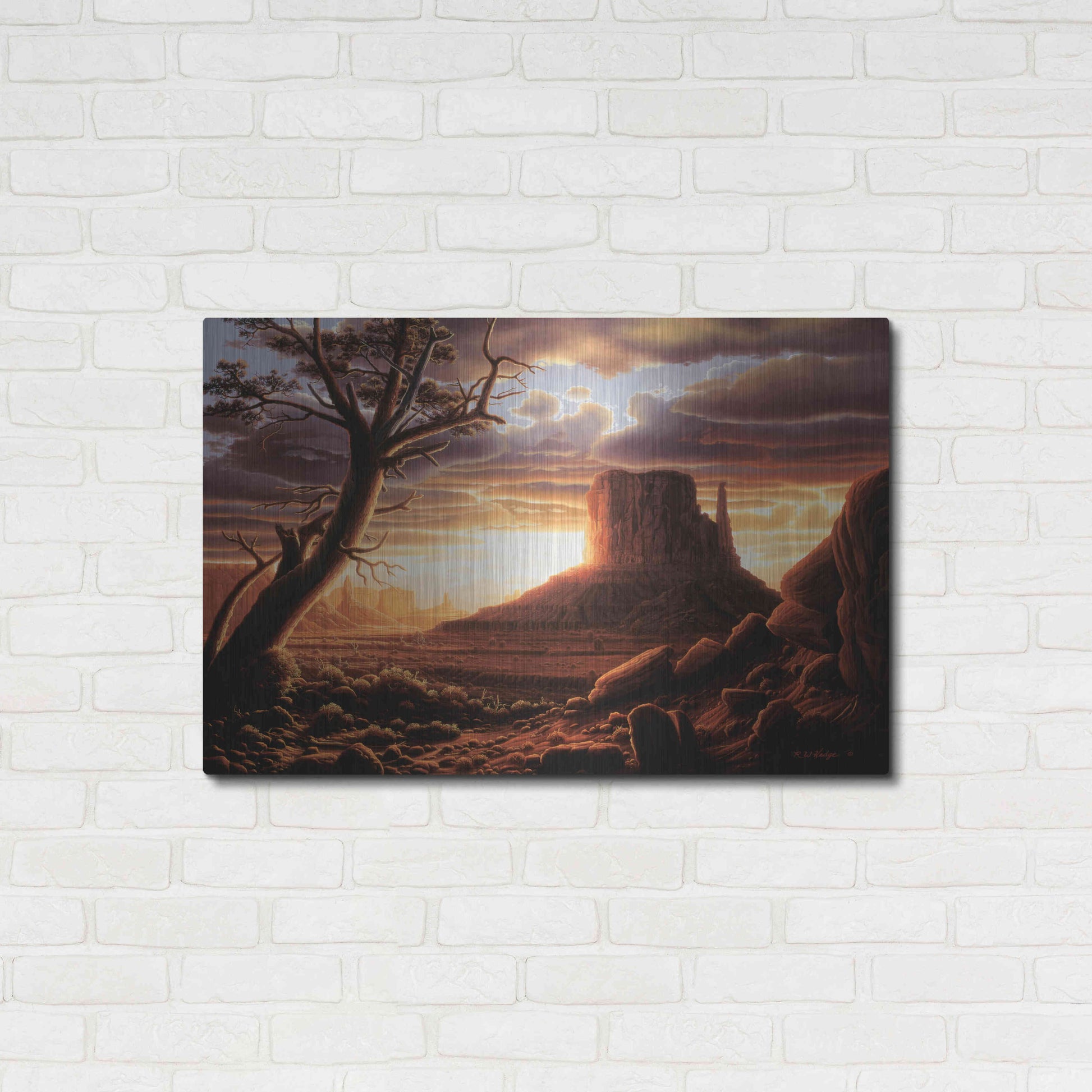 Luxe Metal Art 'The Southwest Sun' by R. Hed, Metal Wall Art,36x24