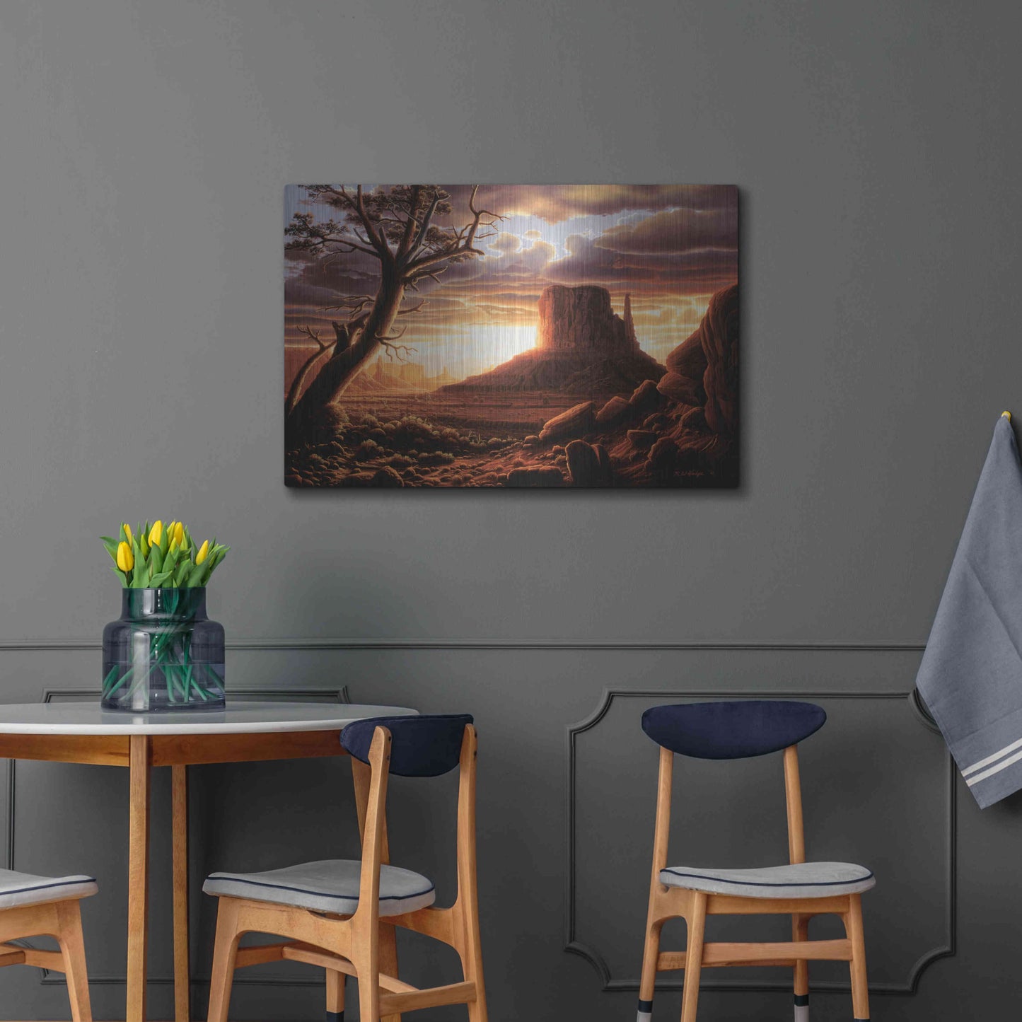 Luxe Metal Art 'The Southwest Sun' by R. Hed, Metal Wall Art,36x24