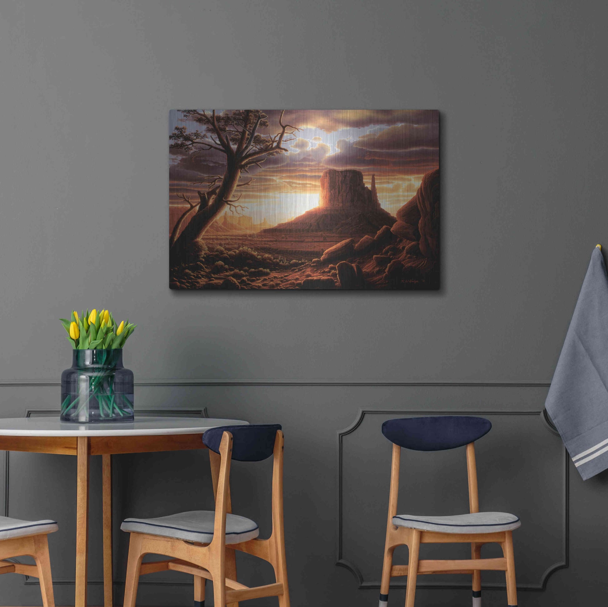 Luxe Metal Art 'The Southwest Sun' by R. Hed, Metal Wall Art,36x24