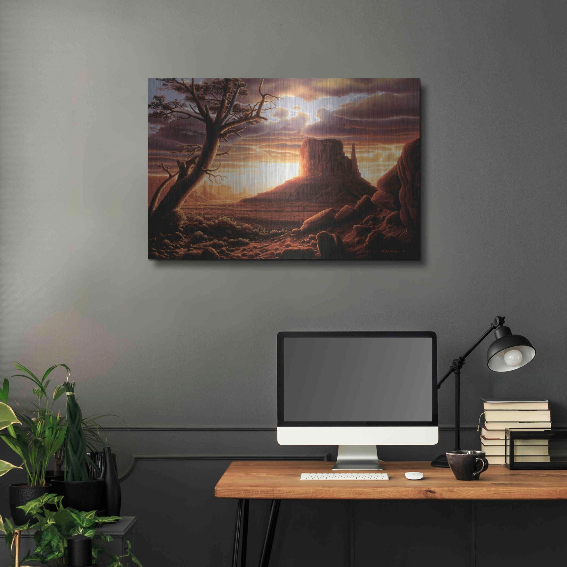 Luxe Metal Art 'The Southwest Sun' by R. Hed, Metal Wall Art,36x24