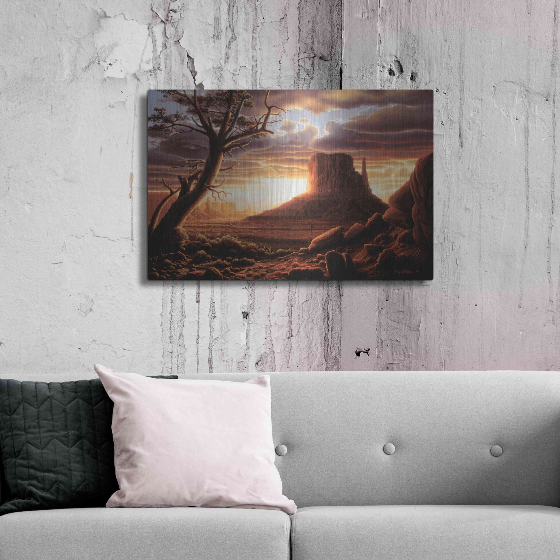 Luxe Metal Art 'The Southwest Sun' by R. Hed, Metal Wall Art,36x24