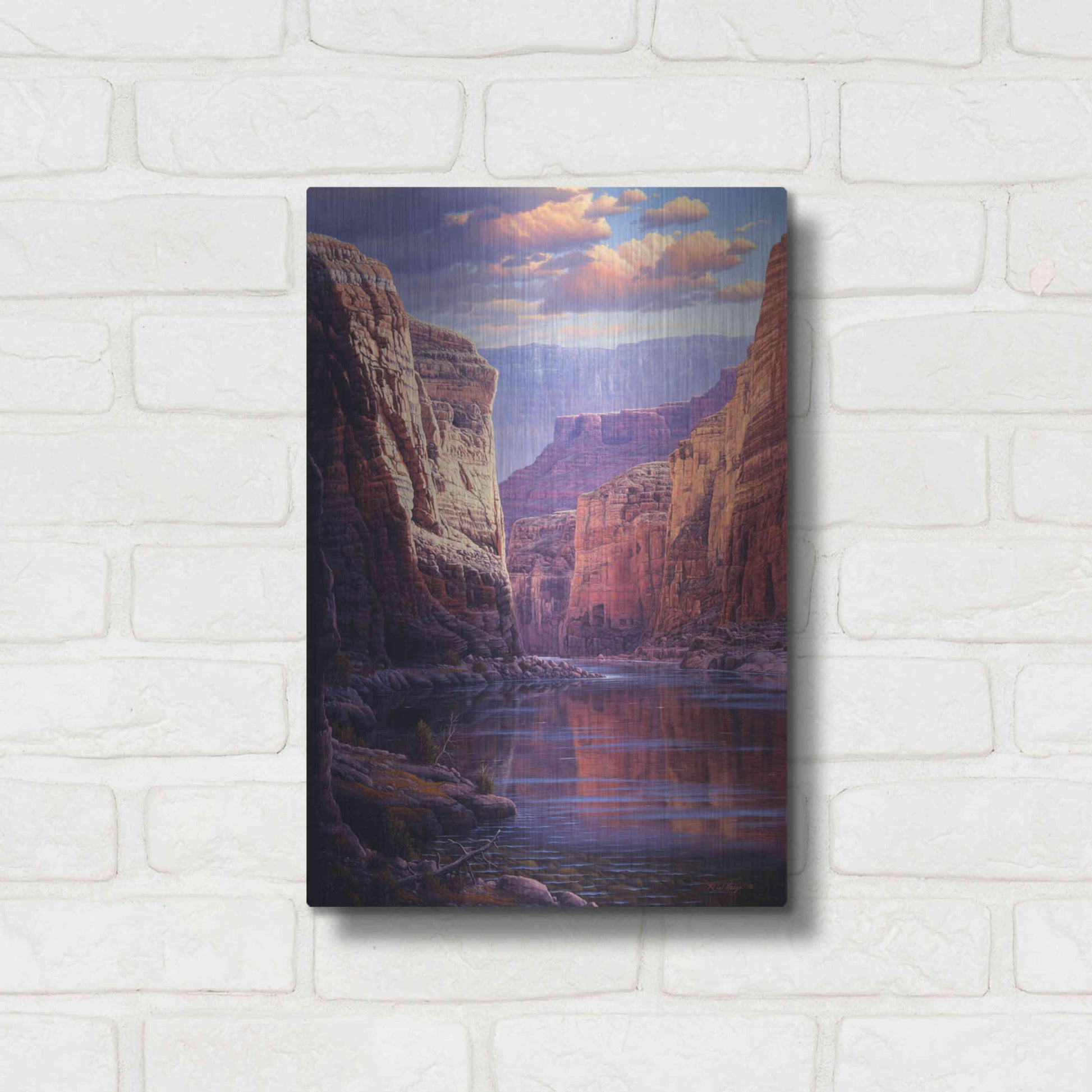 Luxe Metal Art 'River Through The Past' by R. Hed, Metal Wall Art,12x16