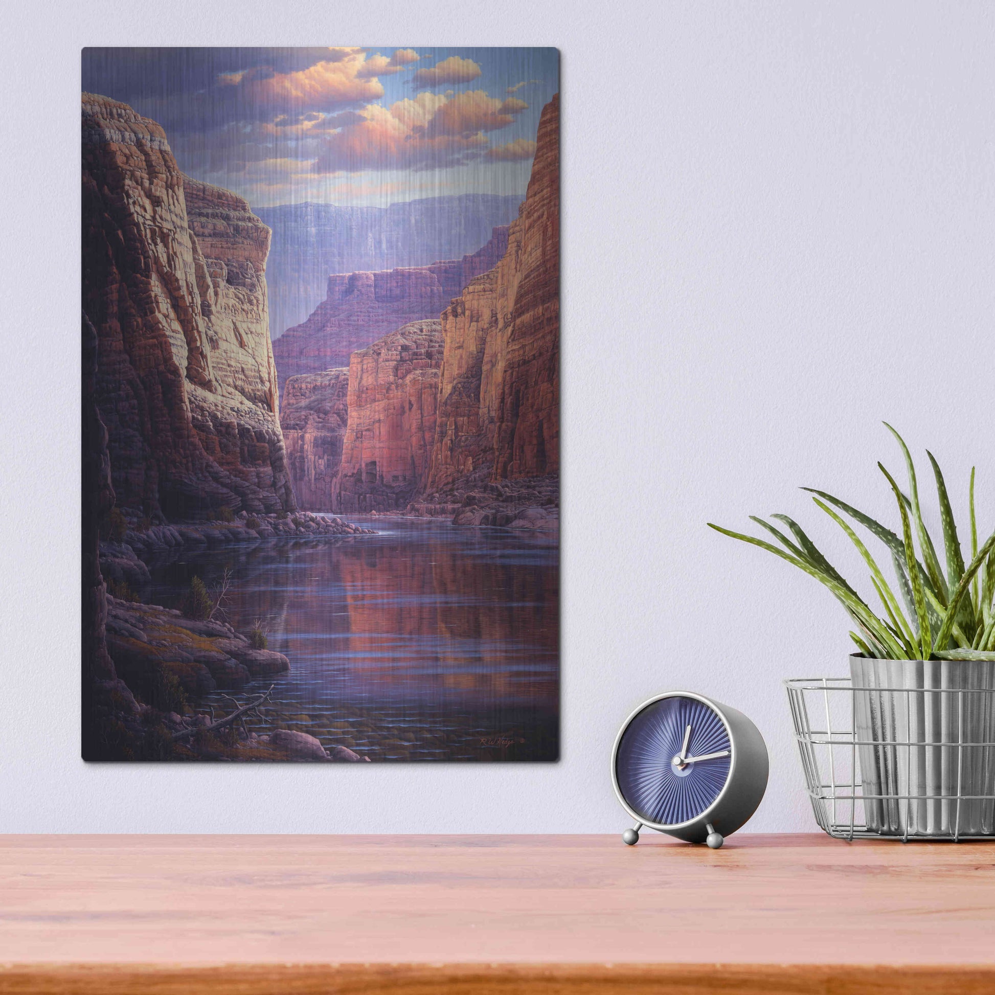 Luxe Metal Art 'River Through The Past' by R. Hed, Metal Wall Art,12x16