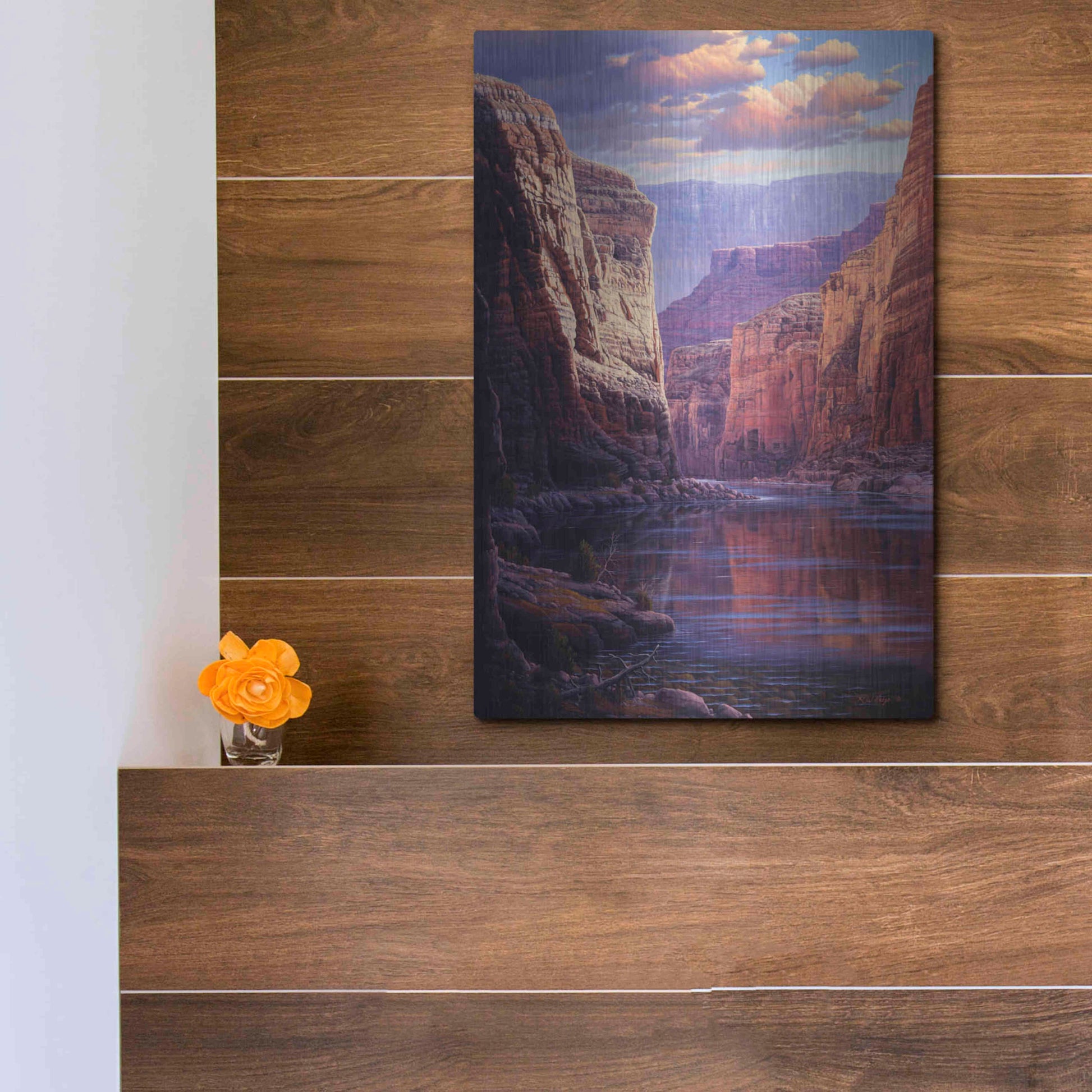 Luxe Metal Art 'River Through The Past' by R. Hed, Metal Wall Art,12x16